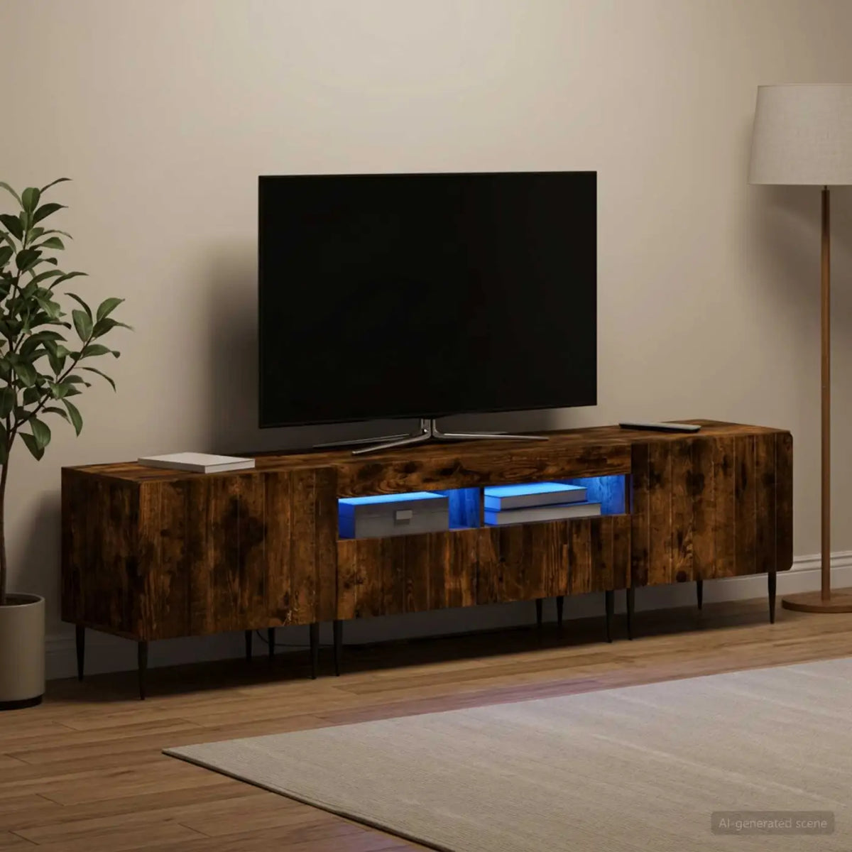 Ensemble de 3 Meubles TV LED ZWOLLE Chêne fumé - XIOS