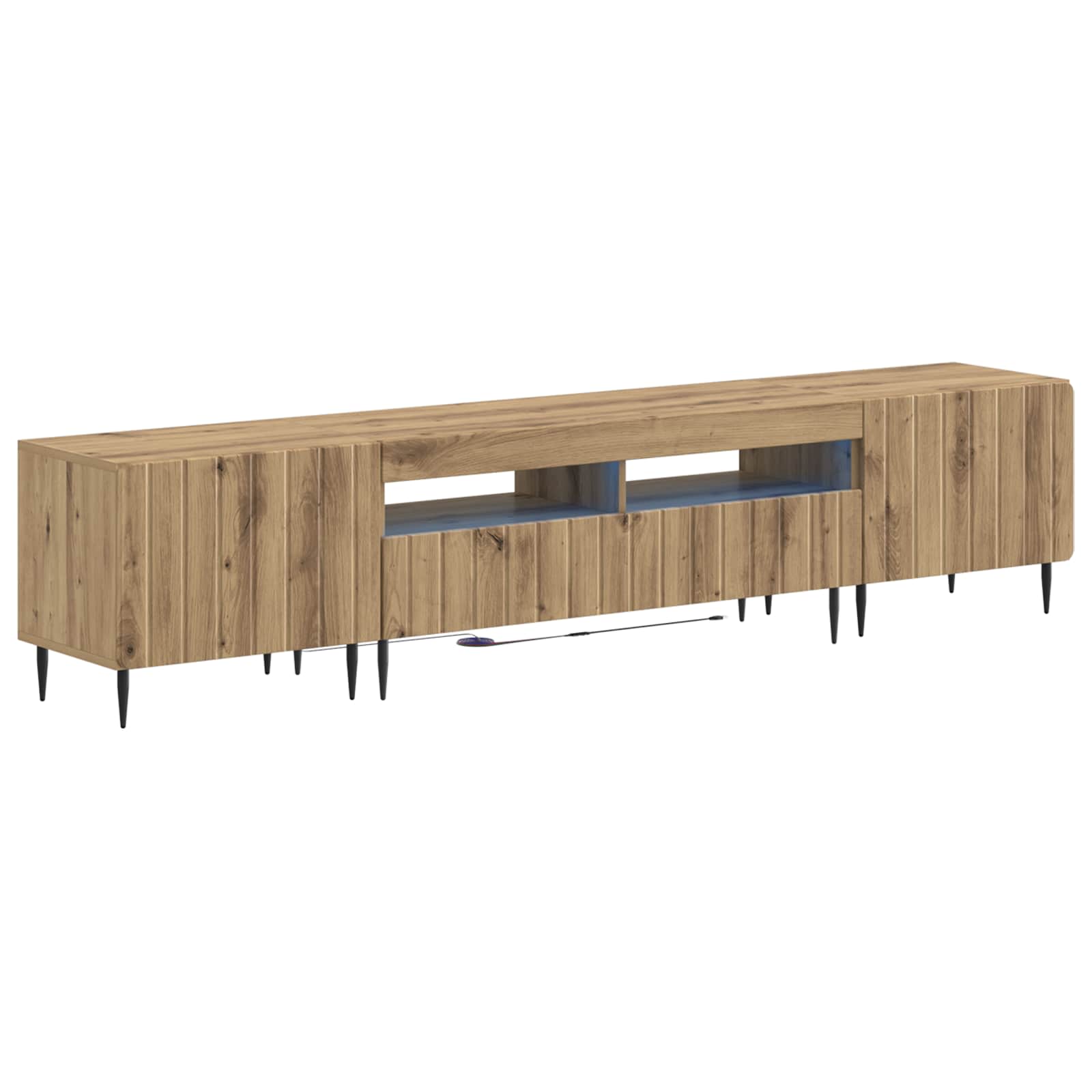 Meuble TV LED 5 pièces Chêne artisanal Bois d'ingénierie