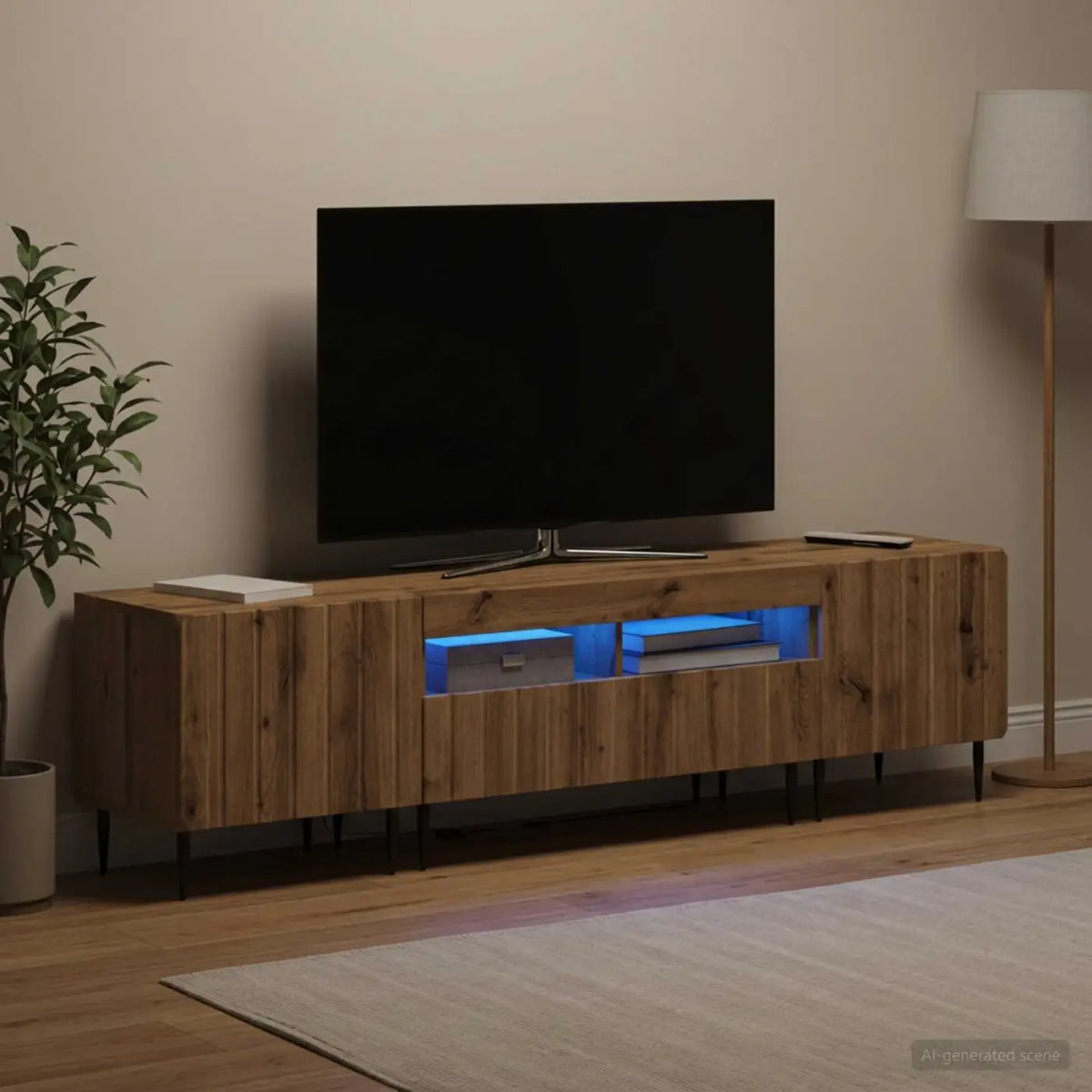 Ensemble de 3 Meubles TV LED ZWOLLE Chêne artisanal - XIOS