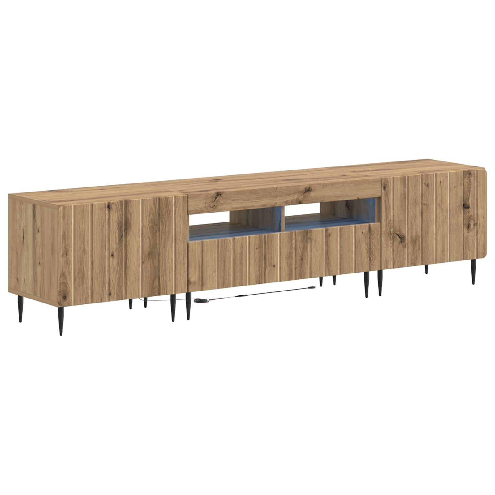Meuble TV LED 5 pièces Chêne artisanal Bois d'ingénierie
