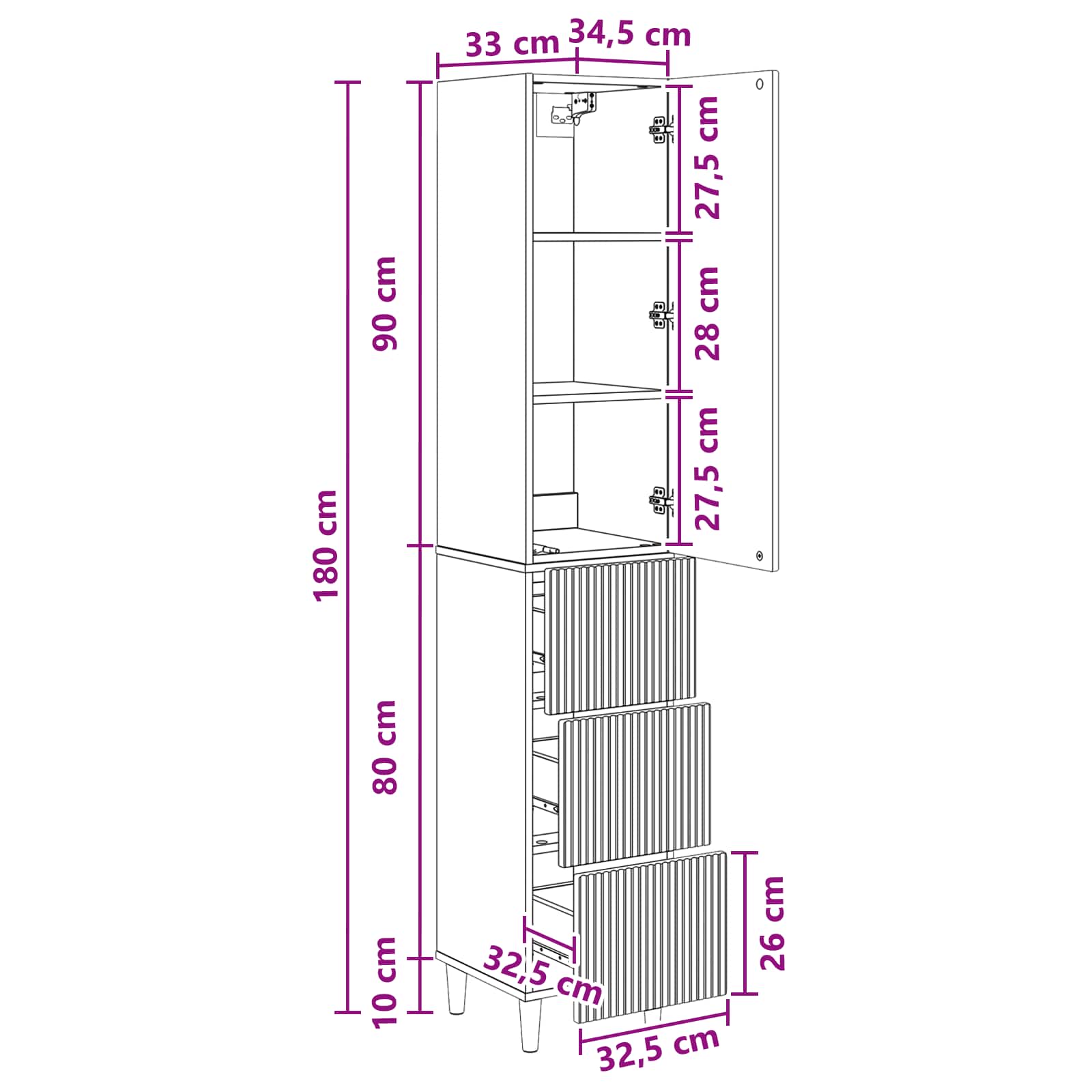 Ensemble de Meubles 2 pcs 33 x 34,5 x 90 cm Bois d'ingénierie - XIOS