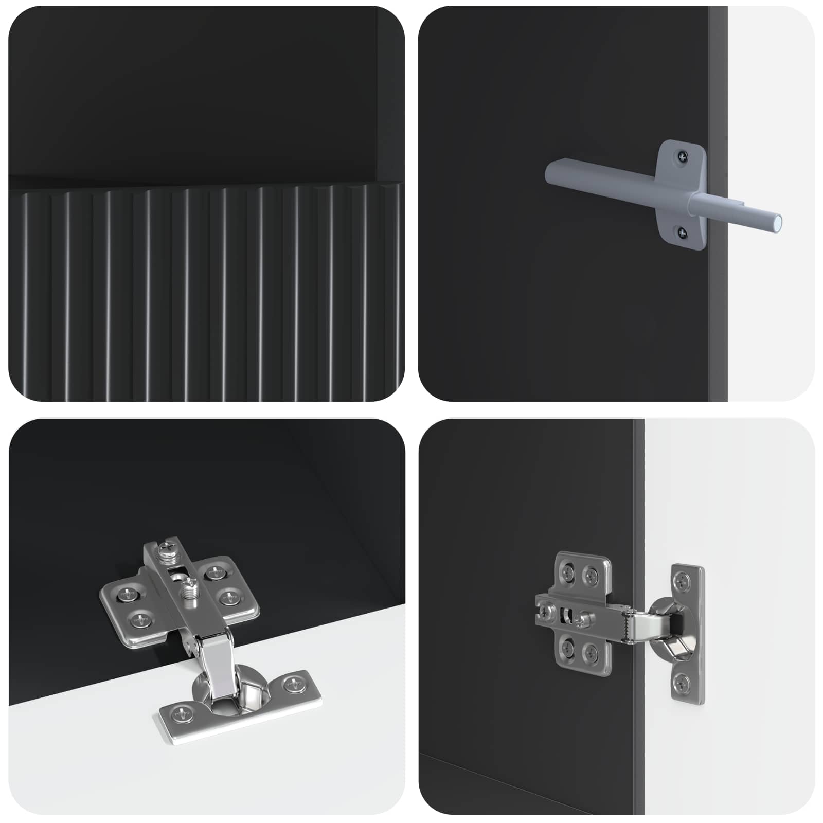 Meuble TV LED 5 pièces ARNHEM Noir Bois d'ingénierie