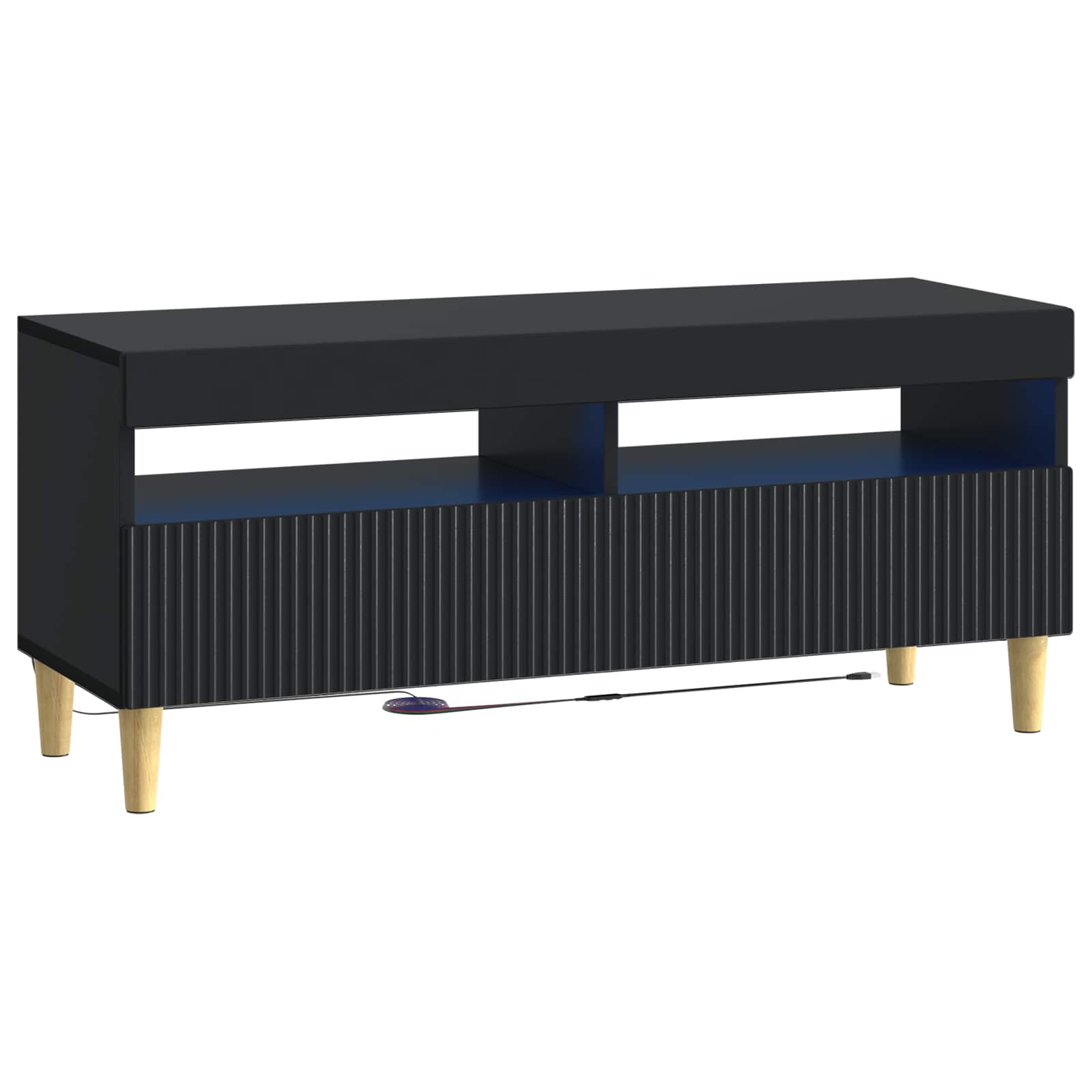 Meuble TV LED 5 pièces ARNHEM Noir Bois d'ingénierie