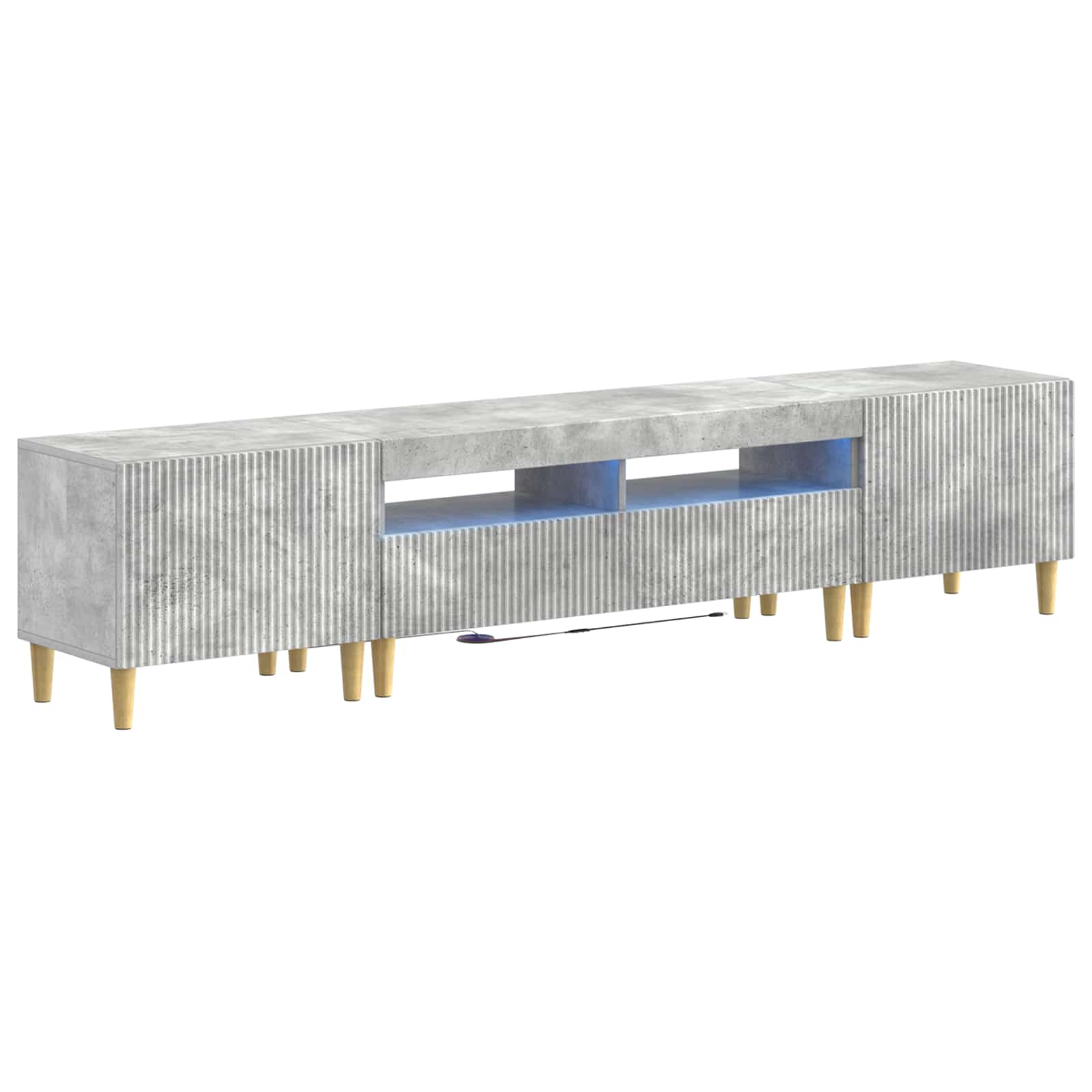 Meuble TV LED 5 pièces Gris béton Bois d'ingénierie