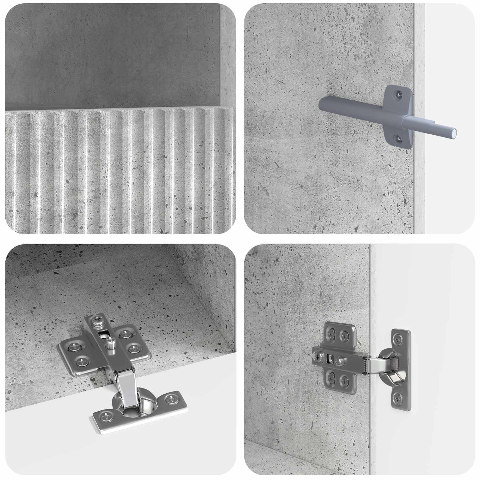 Meuble TV LED 5 pièces Gris béton Bois d'ingénierie