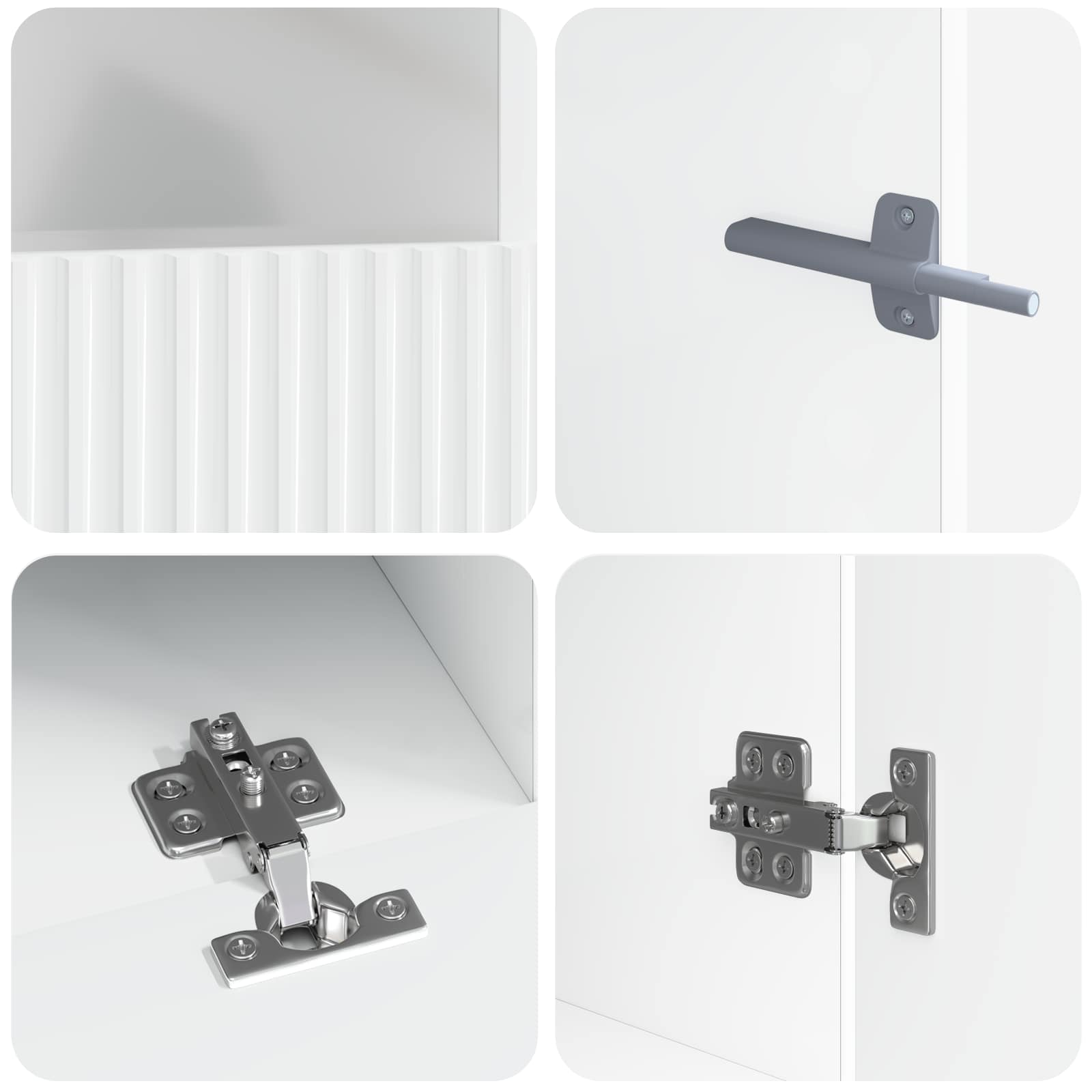 Meuble TV LED 5 pièces Blanc brillant Bois d'ingénierie