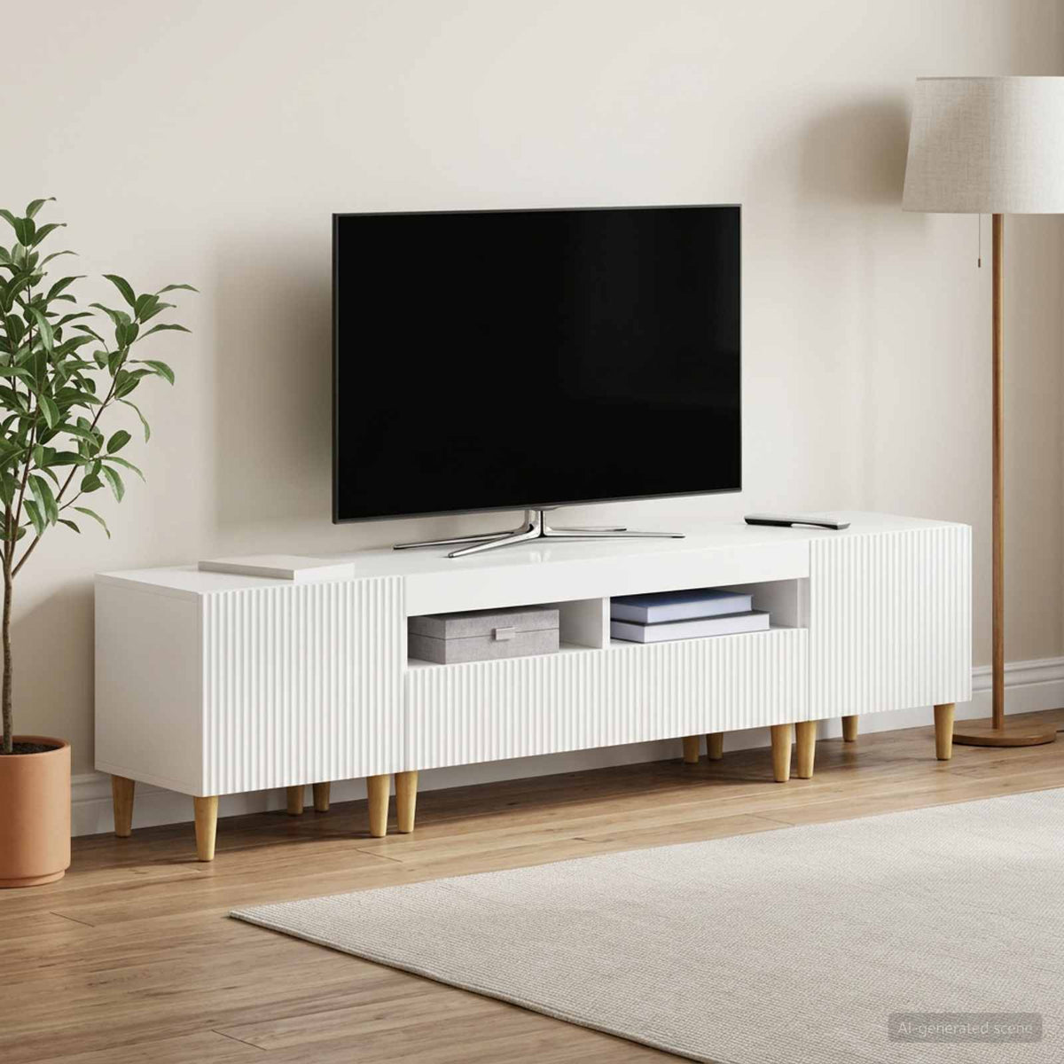 Ensemble de 3 Meubles TV LED ARNHEM 3 pc Blanc brillant