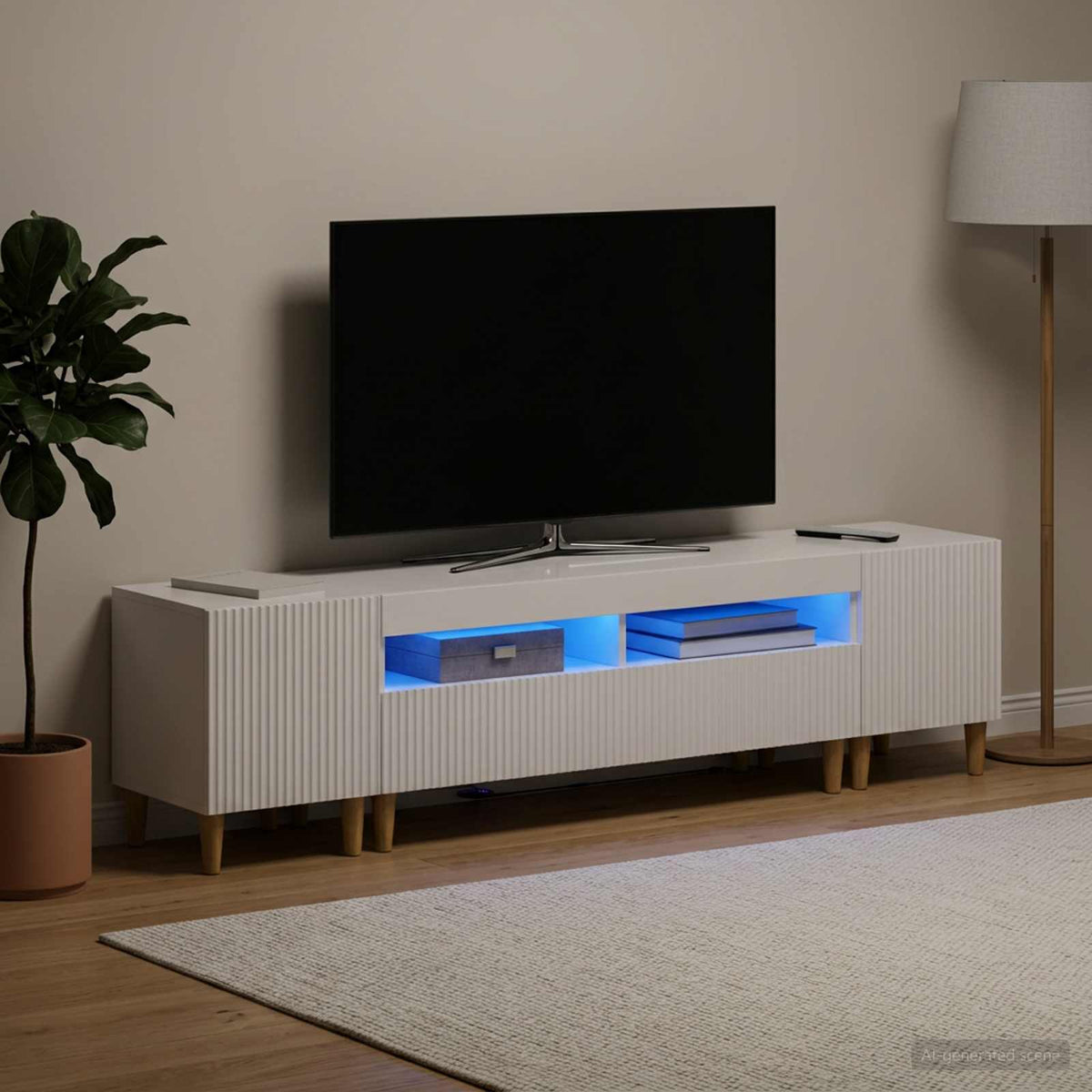 Ensemble de 3 Meubles TV LED ARNHEM 3 pc Blanc brillant