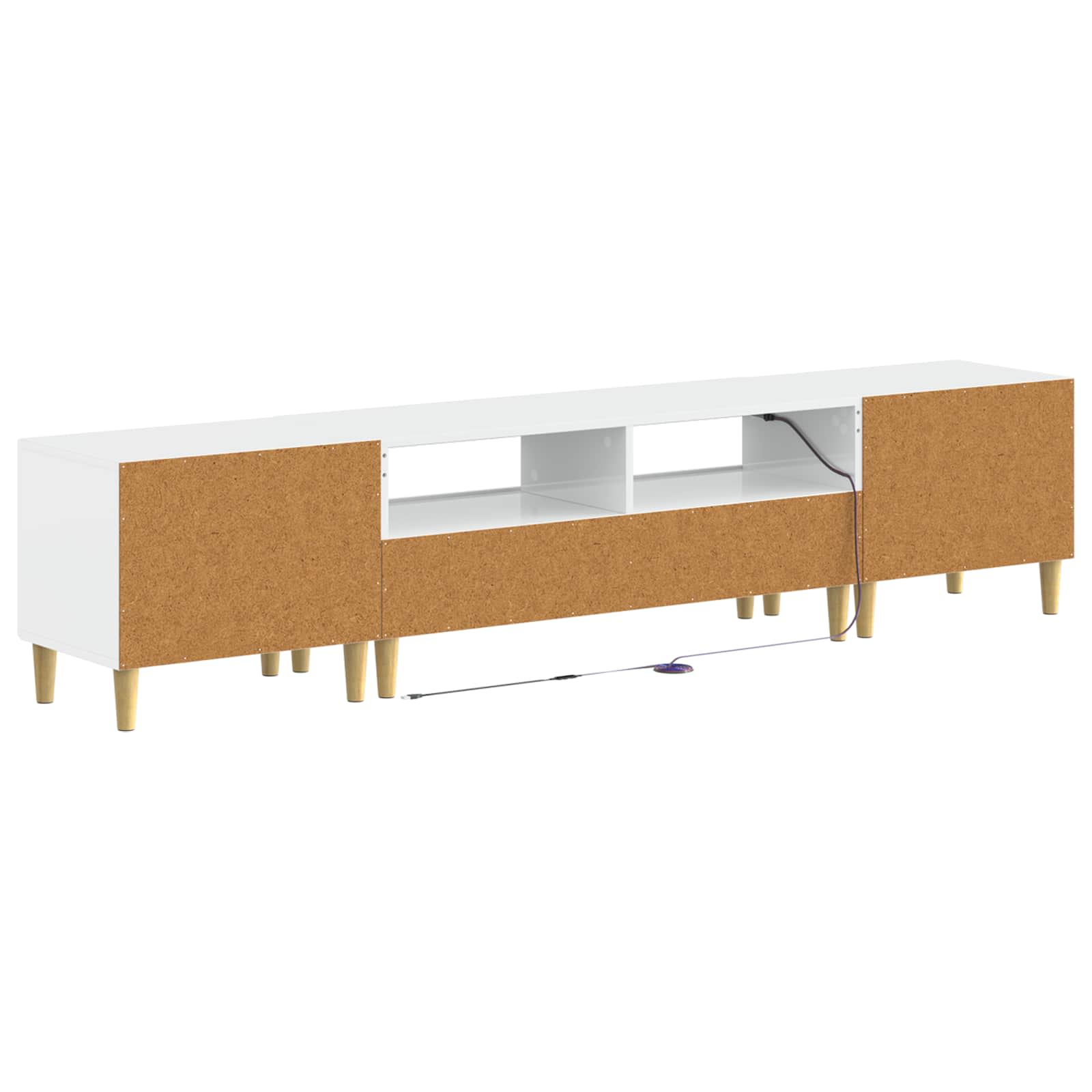 Meuble TV LED 5 pièces Blanc brillant Bois d'ingénierie