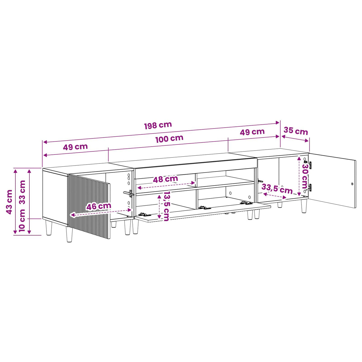 Ensemble de 3 Meubles TV LED ARNHEM 3 pc Blanc brillant