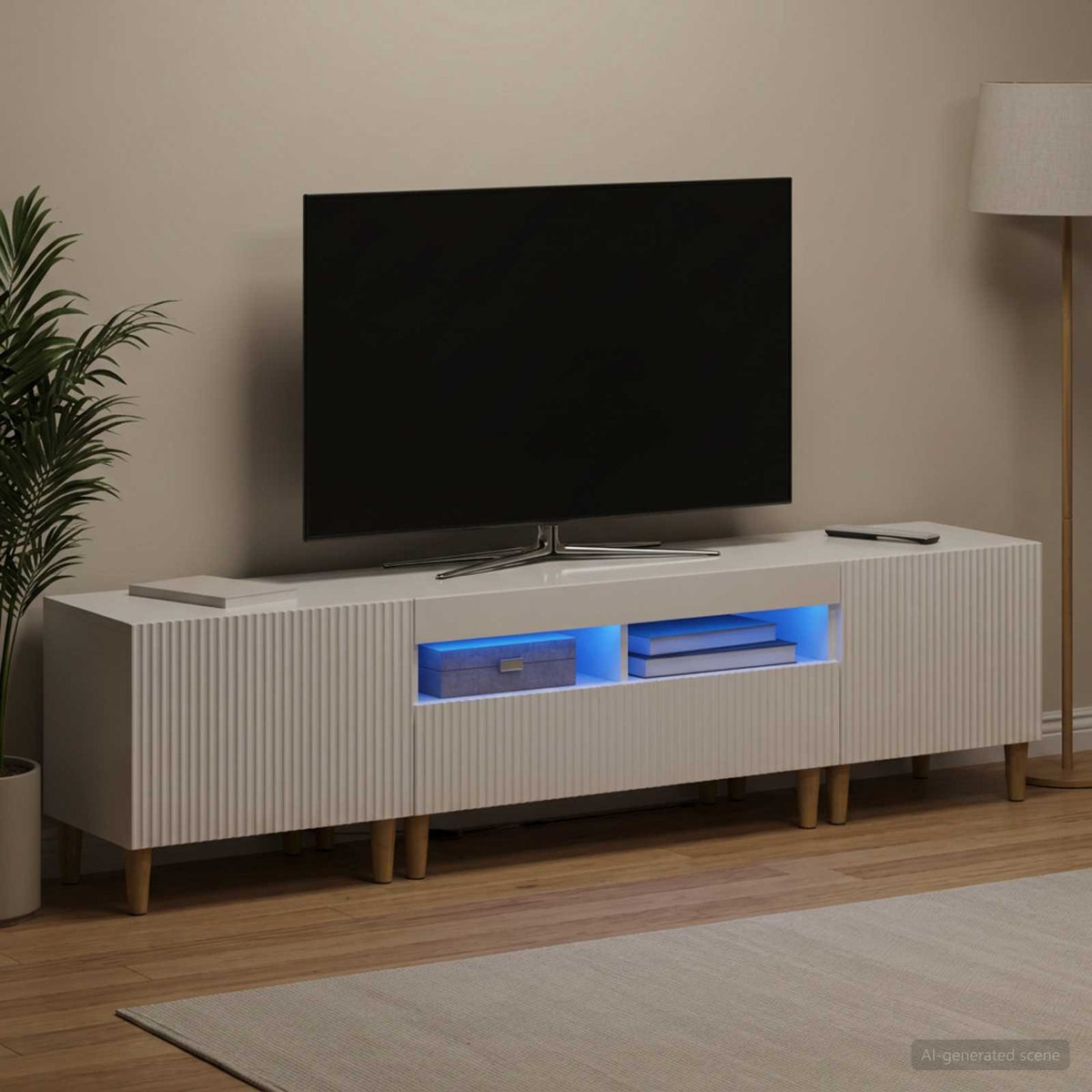 Ensemble de 3 Meubles TV LED ARNHEM 3 pc Blanc brillant
