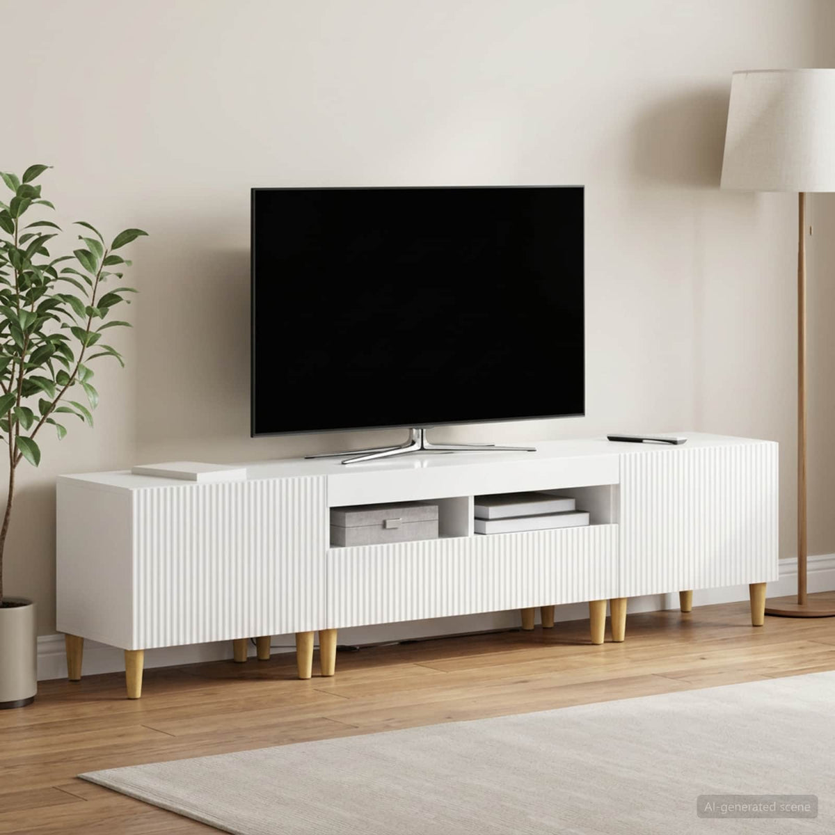 Ensemble de 3 Meubles TV LED ARNHEM 3 pc Blanc brillant