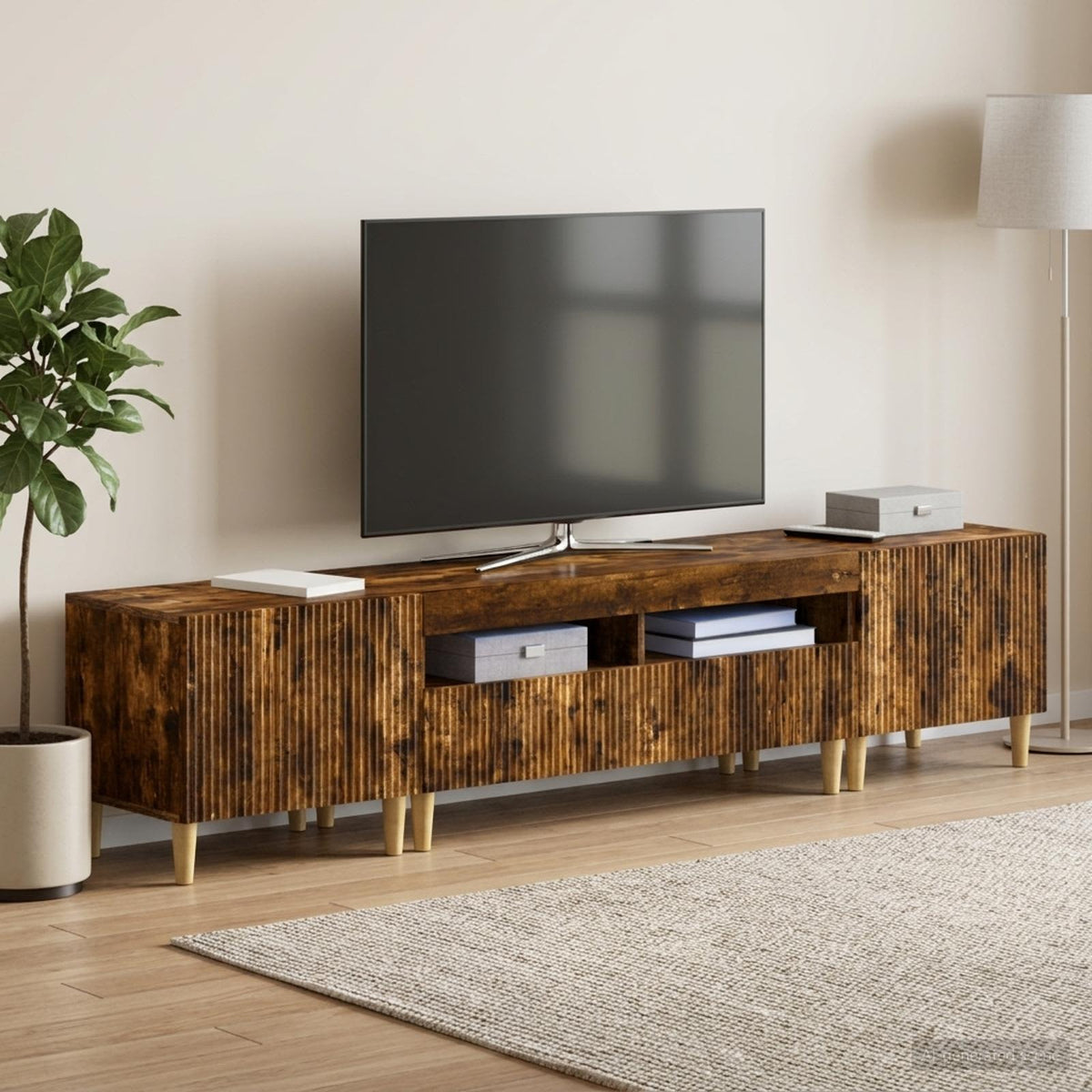 Ensemble de 3 Meubles TV LED ARNHEM 3 pc Chêne fumé
