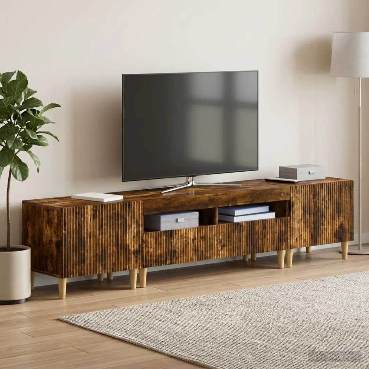 Ensemble de 3 Meubles TV LED ARNHEM 3 pc Chêne fumé - XIOS