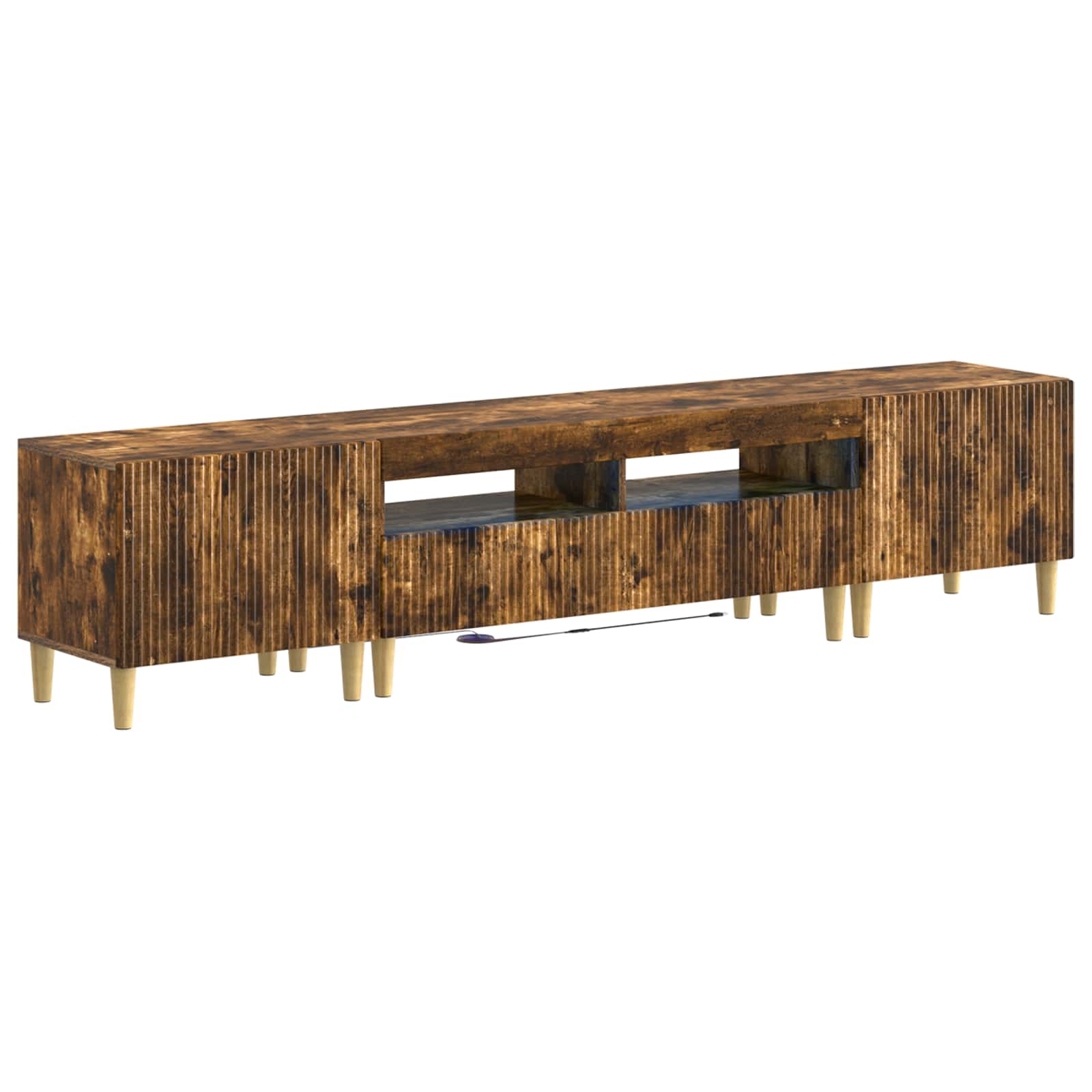 Meuble TV LED 5 pièces ARNHEM Chêne fumé Bois d'ingénierie