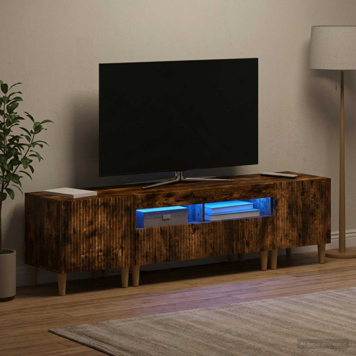 Ensemble de 3 Meubles TV LED ARNHEM 3 pc Chêne fumé