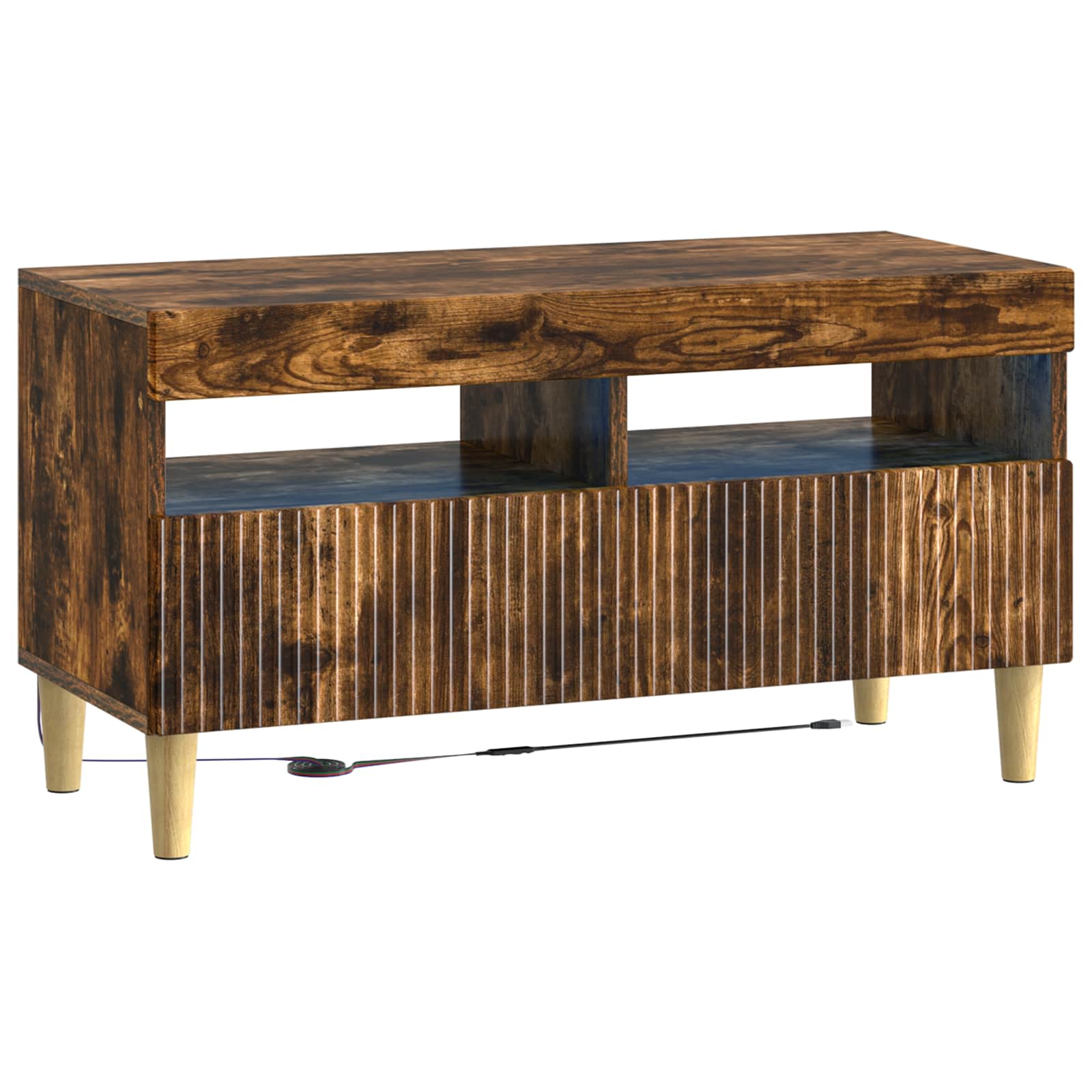 Meuble TV LED 5 pièces Chêne fumé Bois d'ingénierie