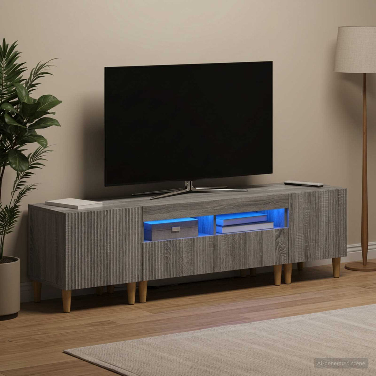 Ensemble de 3 Meubles TV LED ARNHEM 3 pc Sonoma gris