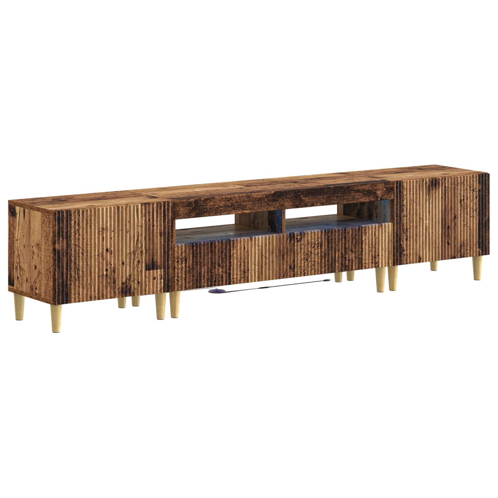 Meuble TV LED 5 pièces Bois ancien Bois d'ingénierie