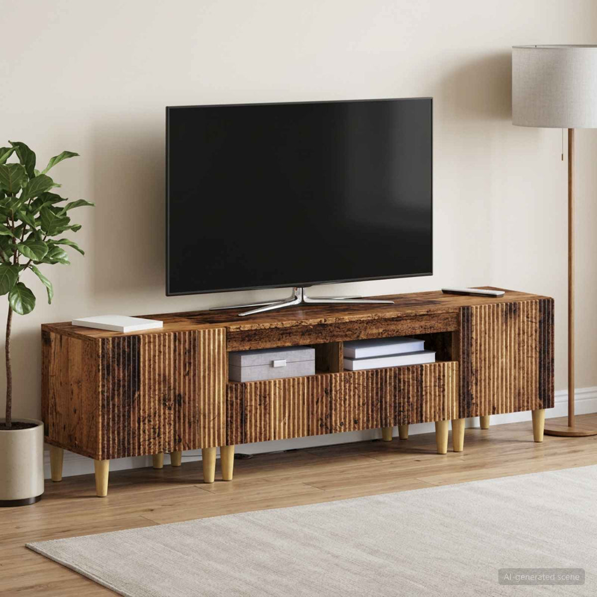 Ensemble de 3 Meubles TV LED ARNHEM 3 pc Bois ancien