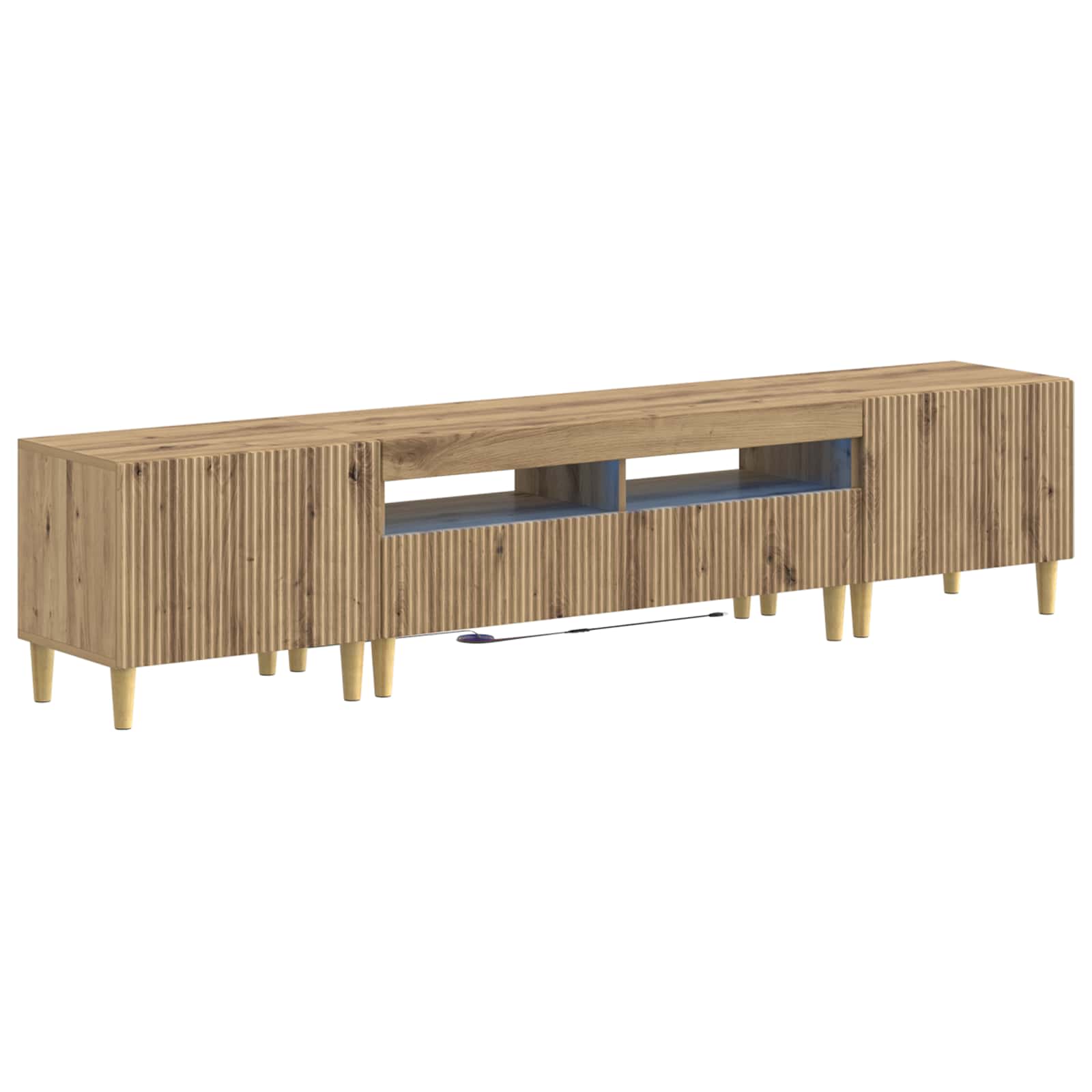 Meuble TV LED 5 pièces Chêne artisanal Bois d'ingénierie