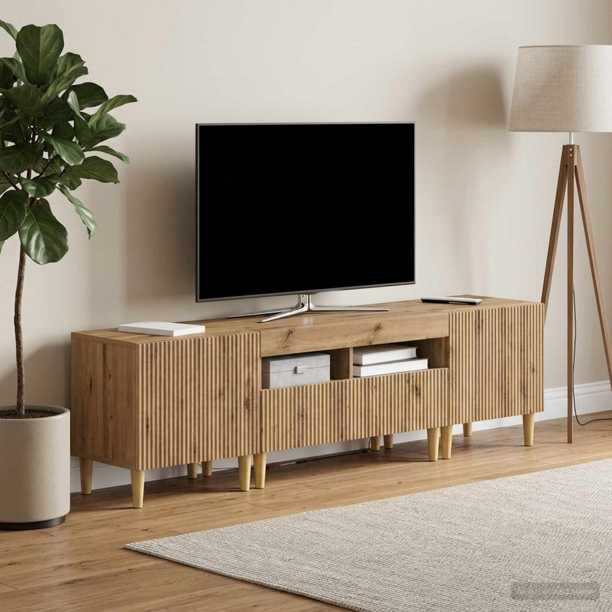 Ensemble de 3 Meubles TV LED ARNHEM 3 pc Chêne artisanal