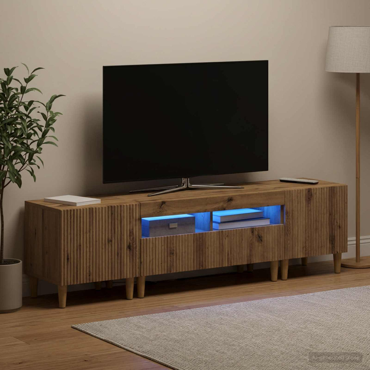 Ensemble de 3 Meubles TV LED ARNHEM 3 pc Chêne artisanal