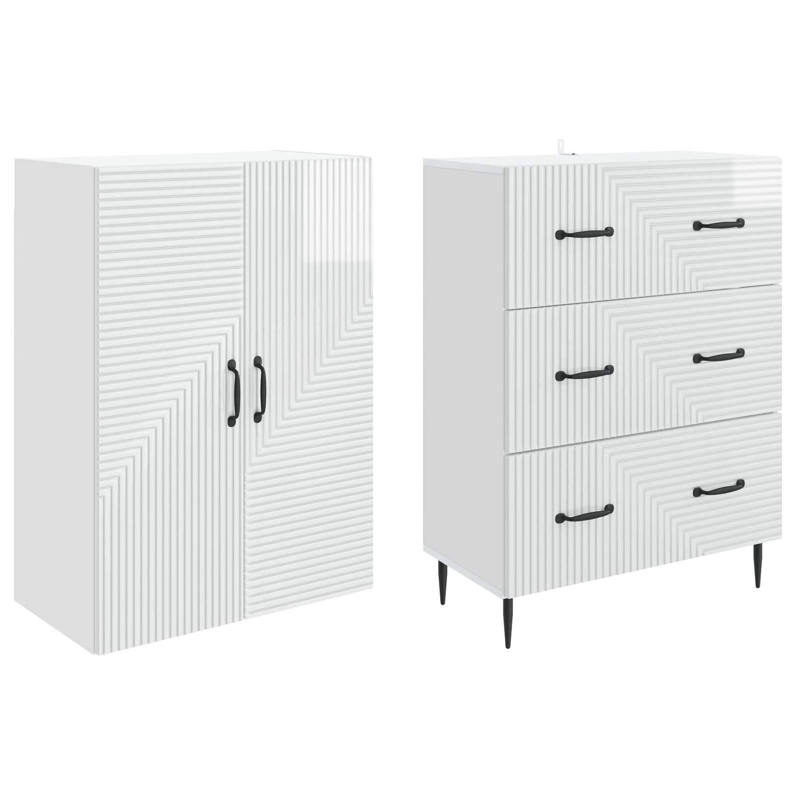 Ensemble de Meubles 2 pcs Blanc brillant 66 x 34,5 x 90 cm - XIOS