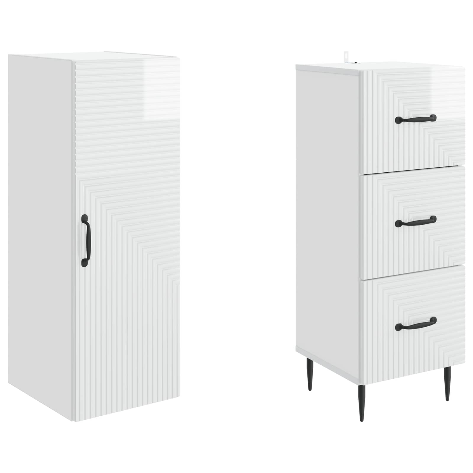 Ensemble de Meubles 2 pcs Blanc brillant 33 x 34,5 x 90 cm - XIOS