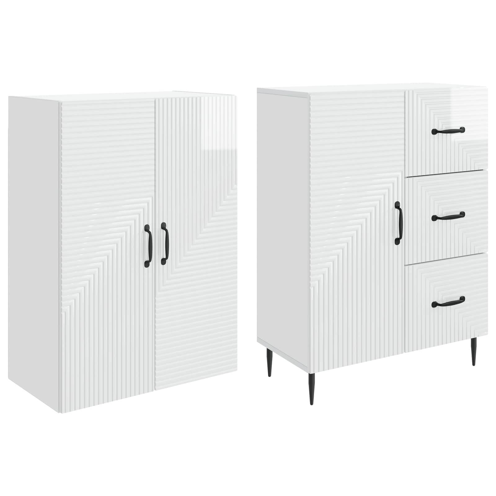 Ensemble de Meubles 2 pcs Blanc brillant 66 x 34,5 x 89,5 cm - XIOS