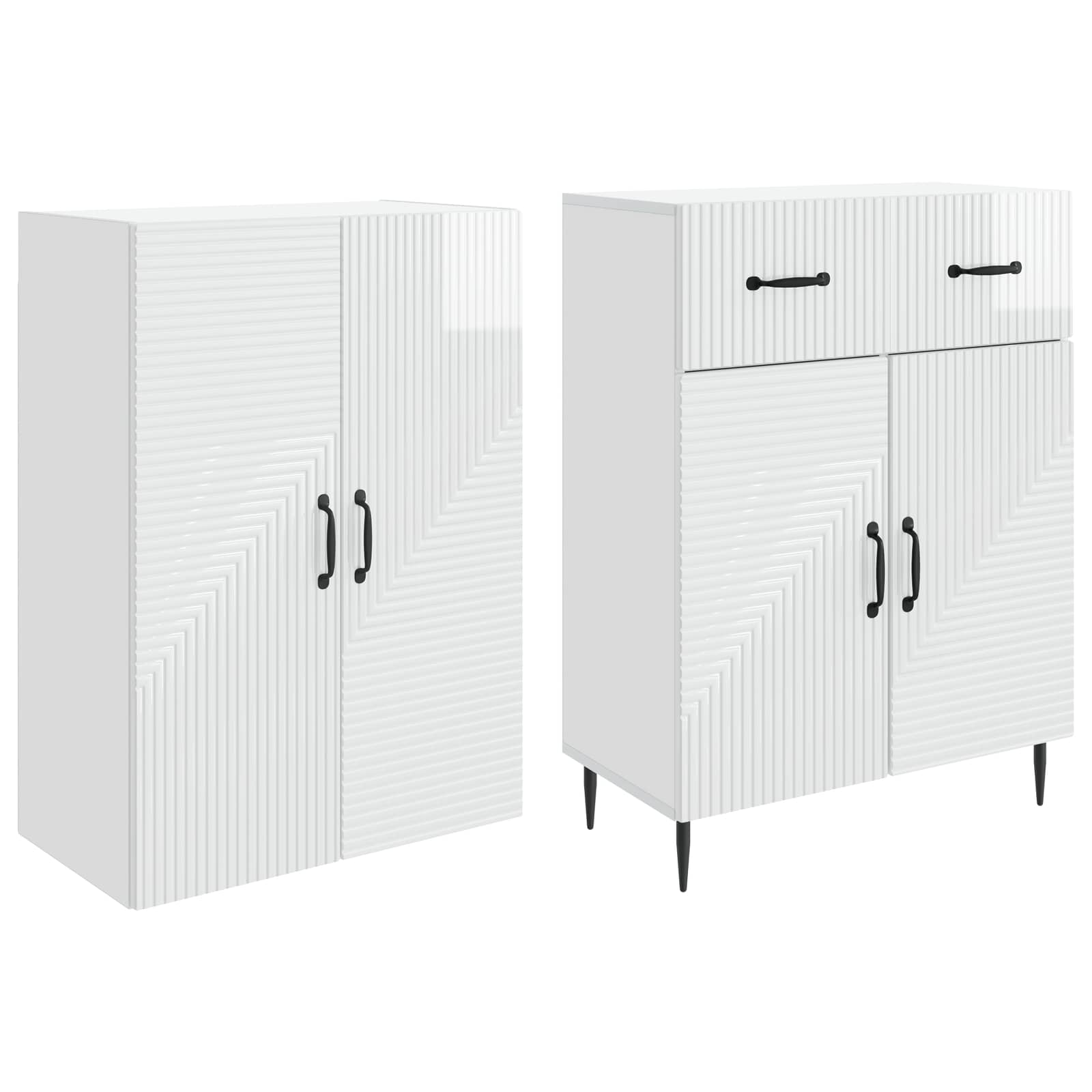 Ensemble de Meubles 2 pcs Blanc brillant 66 x 34,5 x 89,5 cm - XIOS