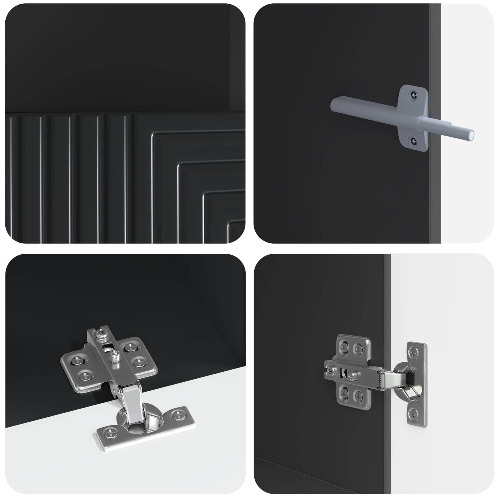 Ensemble de 3 Meubles TV LED Noir Bois d'ingénierie