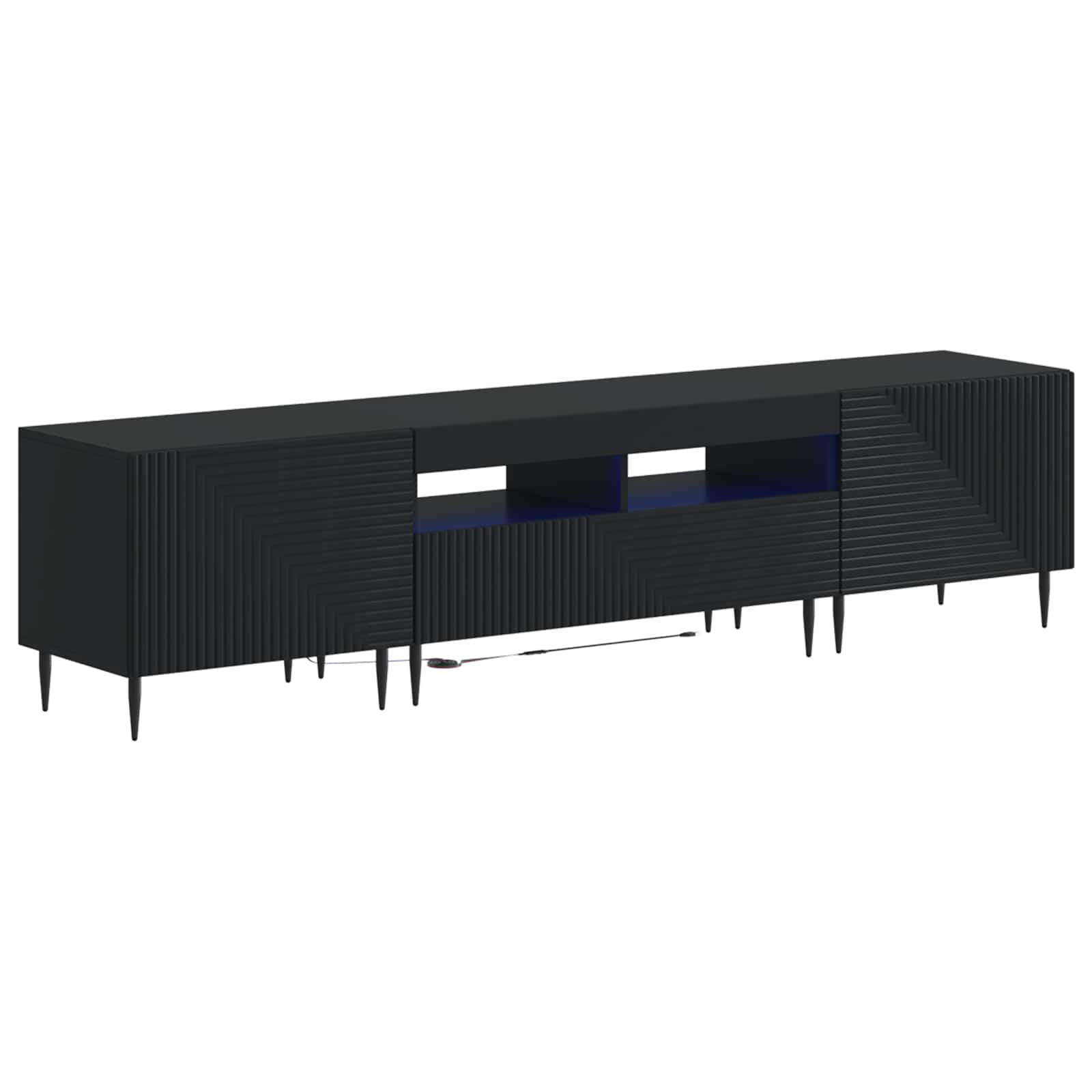 Ensemble de 3 Meubles TV LED Noir Bois d'ingénierie