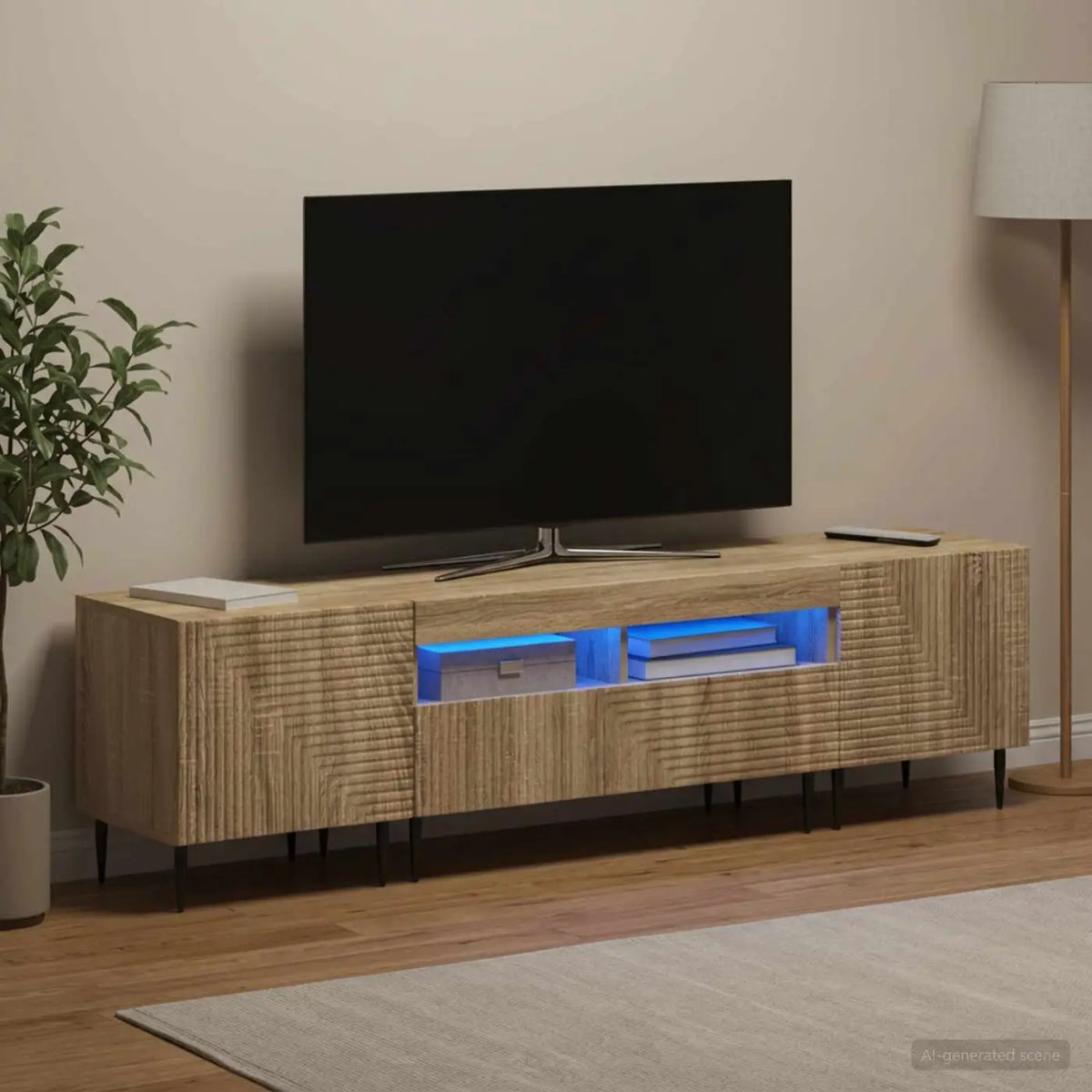 Ensemble de 3 Meubles TV LED Chêne Sonoma Bois d’ingénierie - XIOS