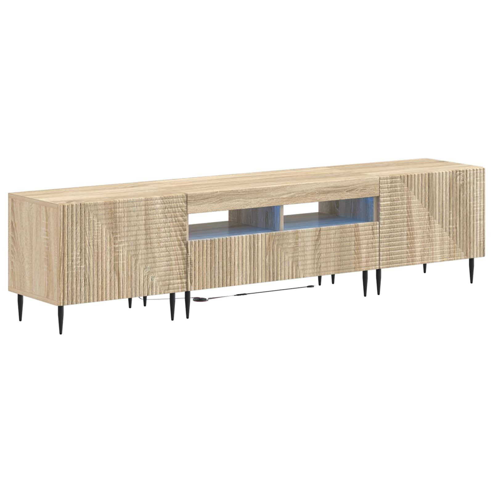 Ensemble de 3 Meubles TV LED Chêne Sonoma Bois d'ingénierie