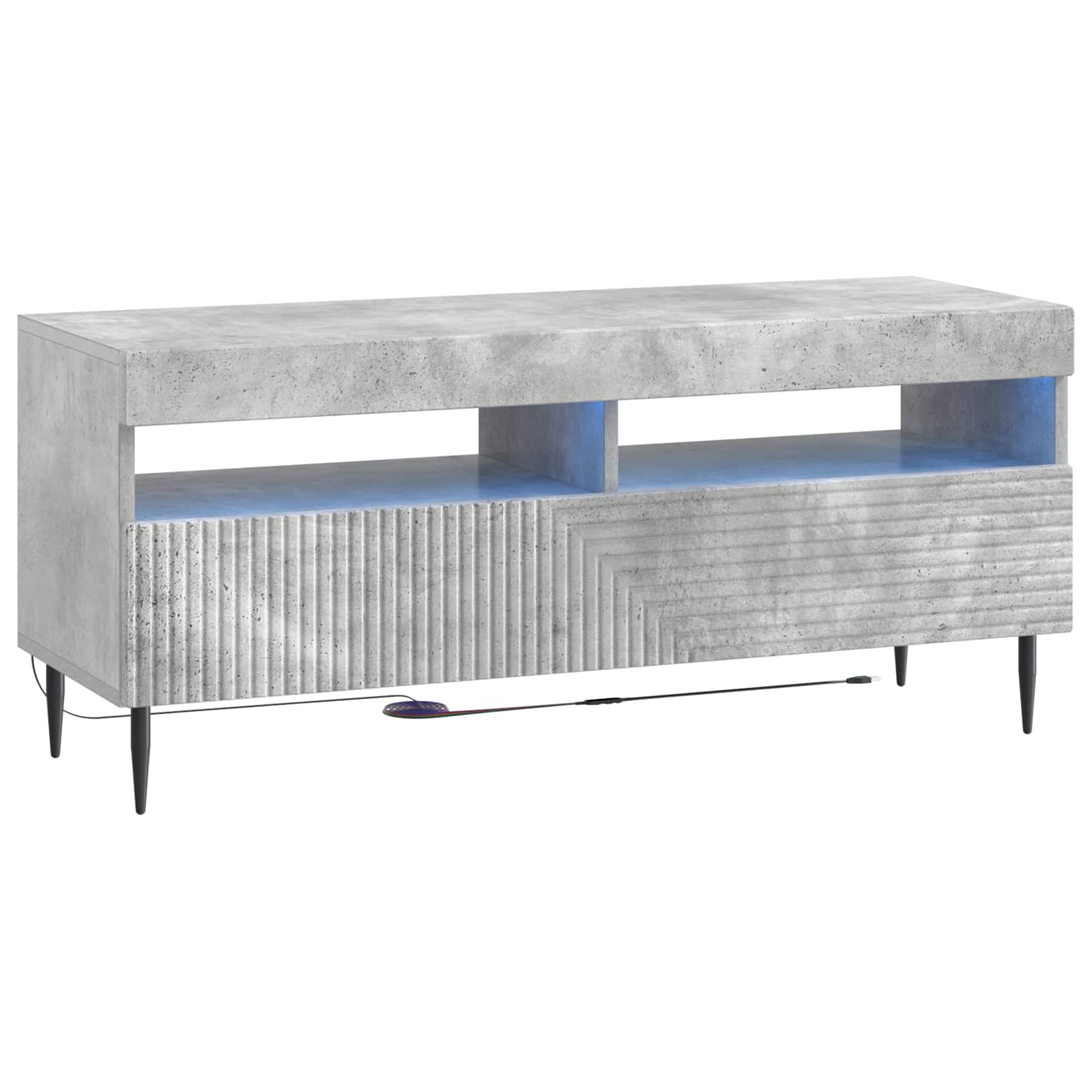Ensemble de 3 Meubles TV LED Gris béton Bois d'ingénierie