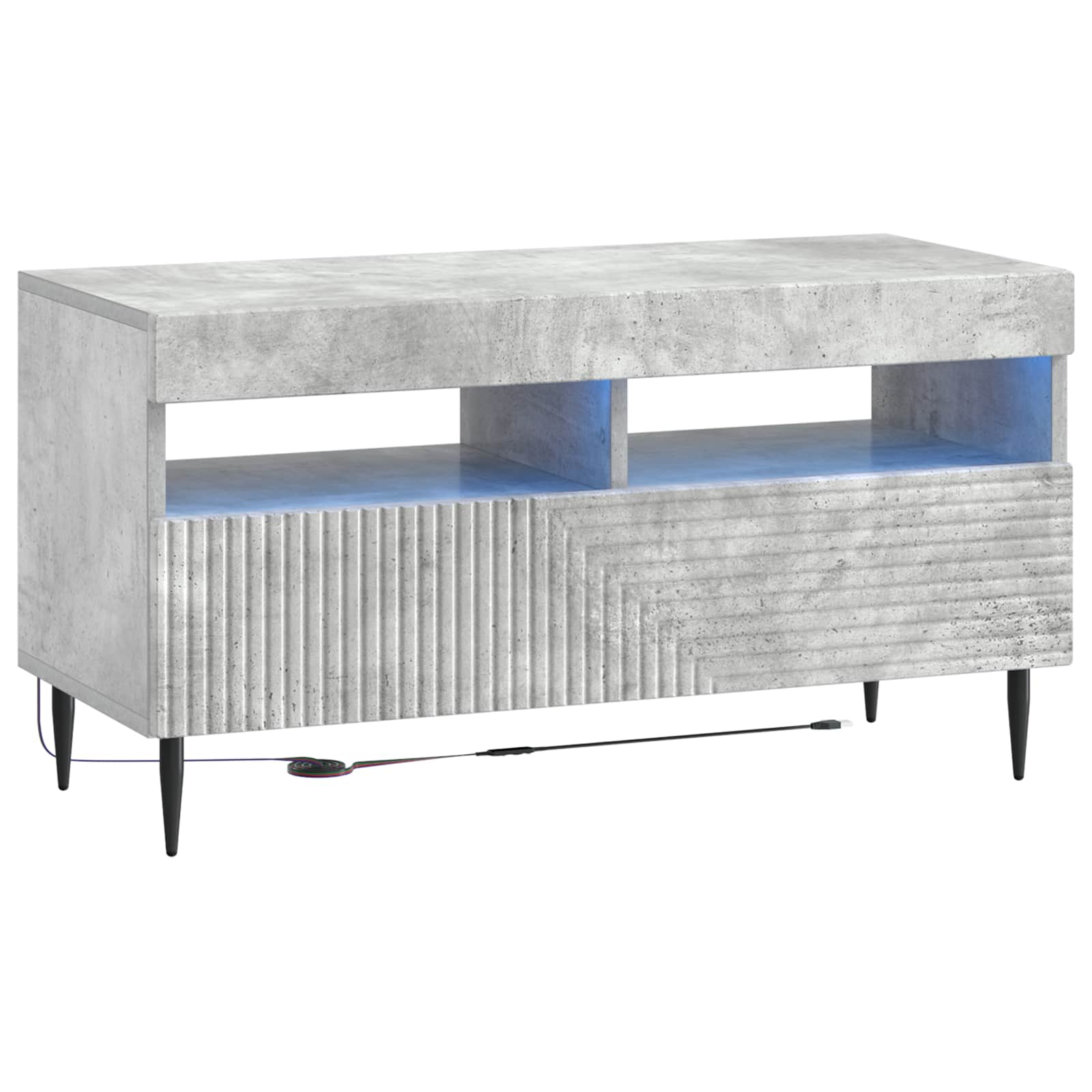Ensemble de 3 Meubles TV LED Gris béton Bois d'ingénierie