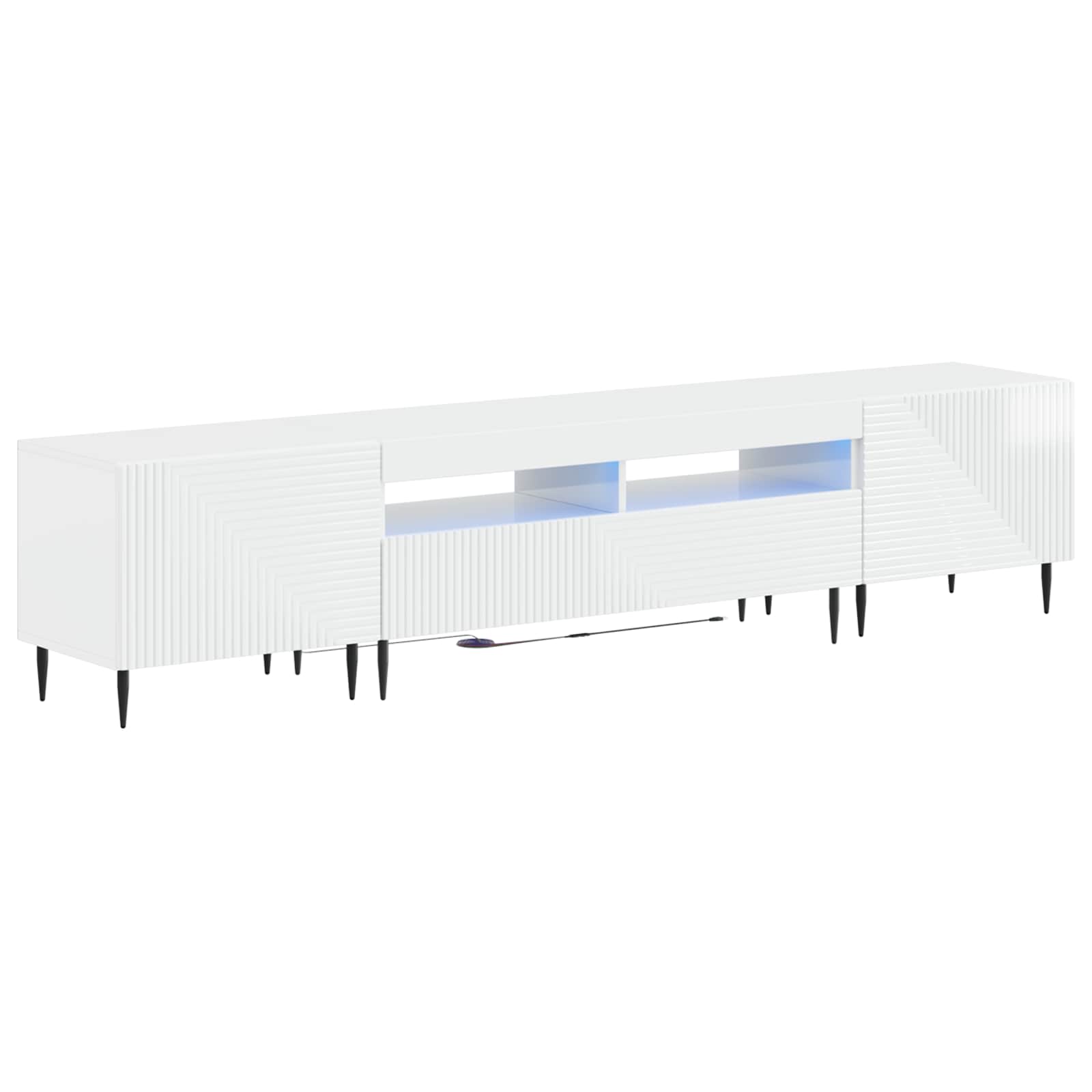 Ensemble de 3 Meubles TV LED Blanc brillant Bois d'ingénierie