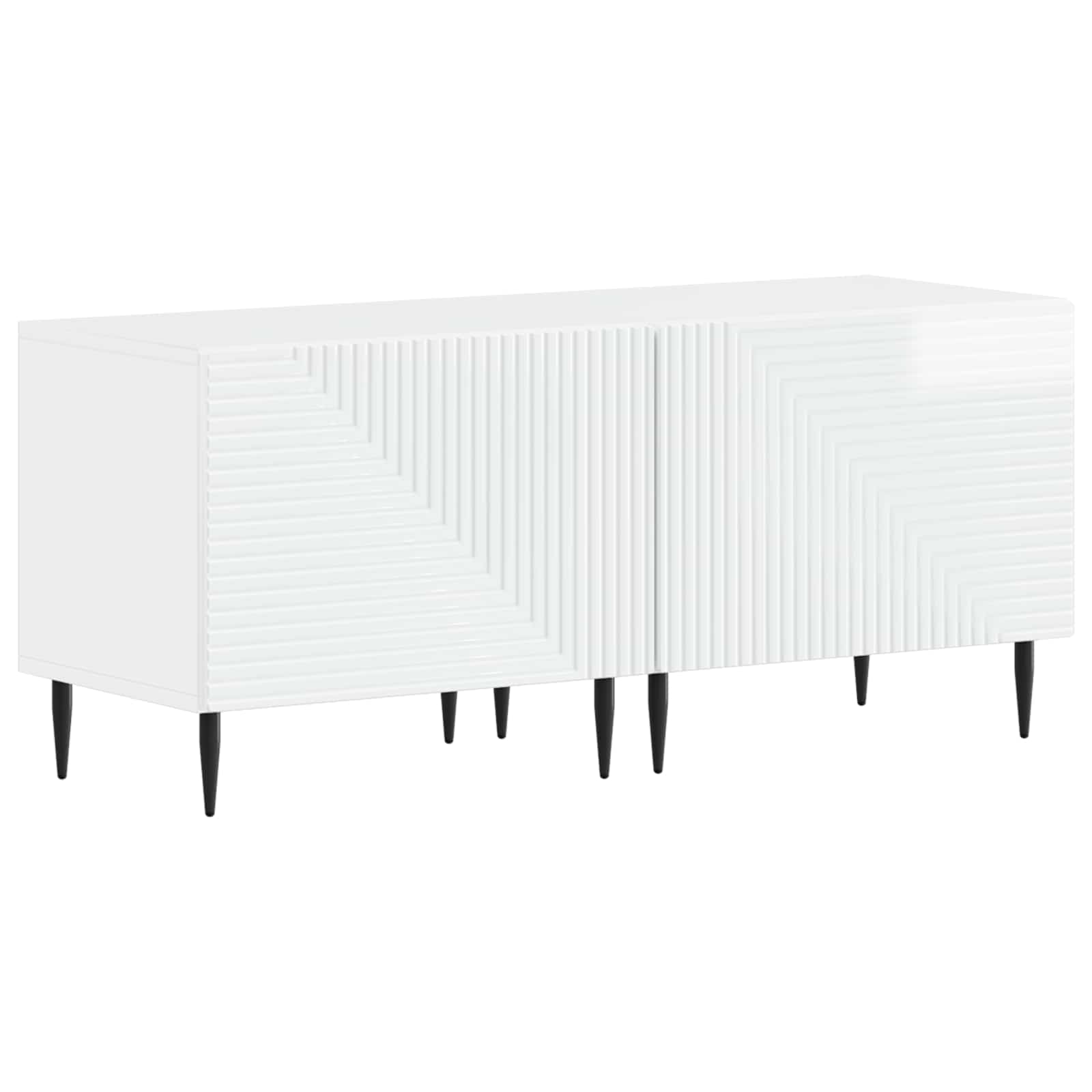 Ensemble de 3 Meubles TV LED Blanc brillant Bois d'ingénierie