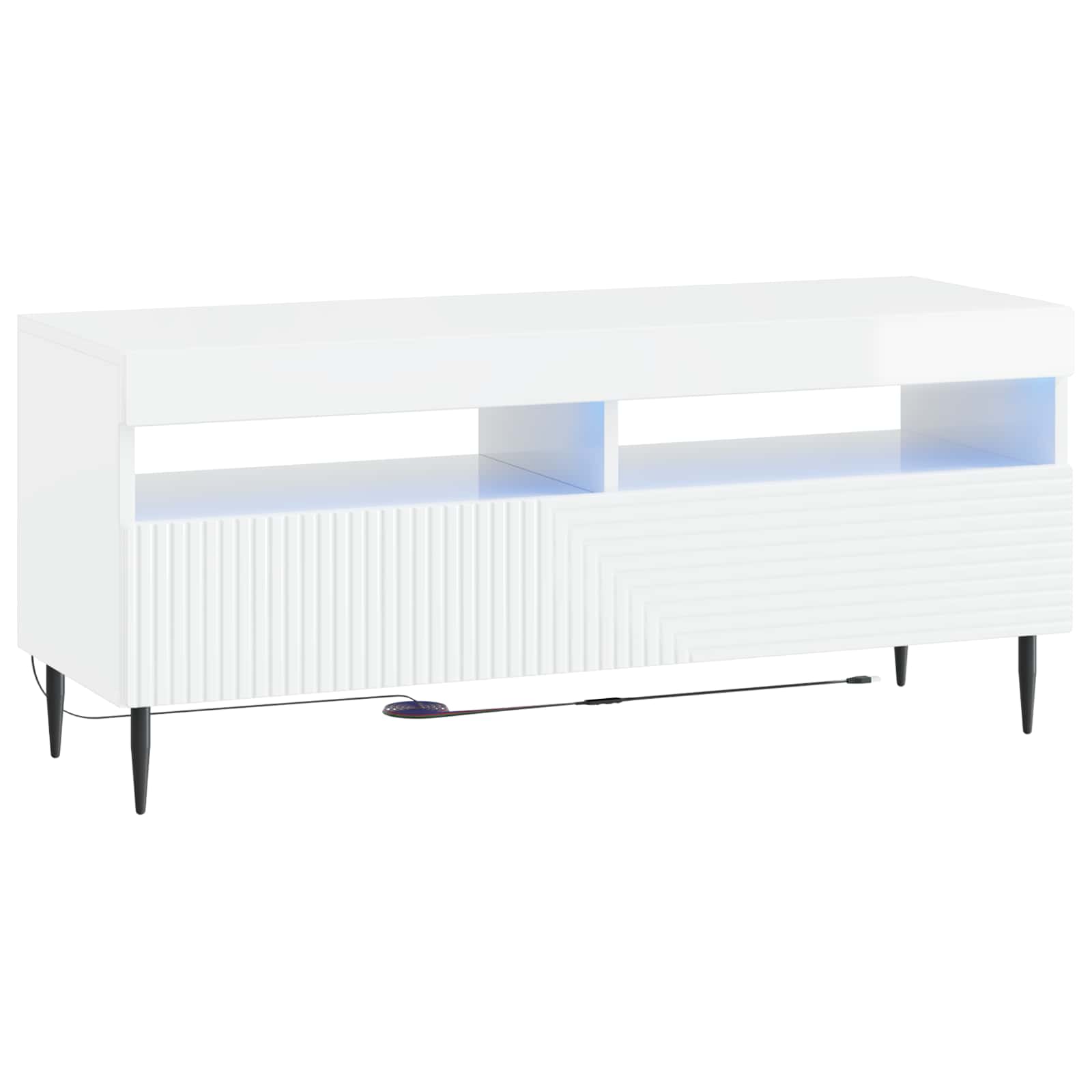 Ensemble de 3 Meubles TV LED Blanc brillant Bois d'ingénierie