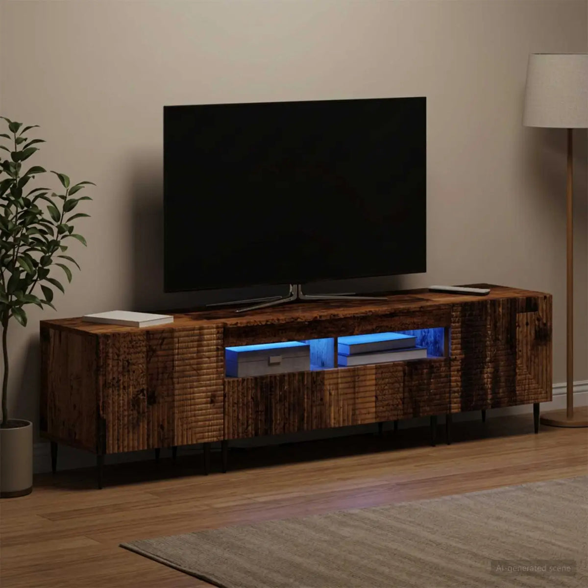 Ensemble de 3 Meubles TV LED Bois ancien Bois d’ingénierie - XIOS