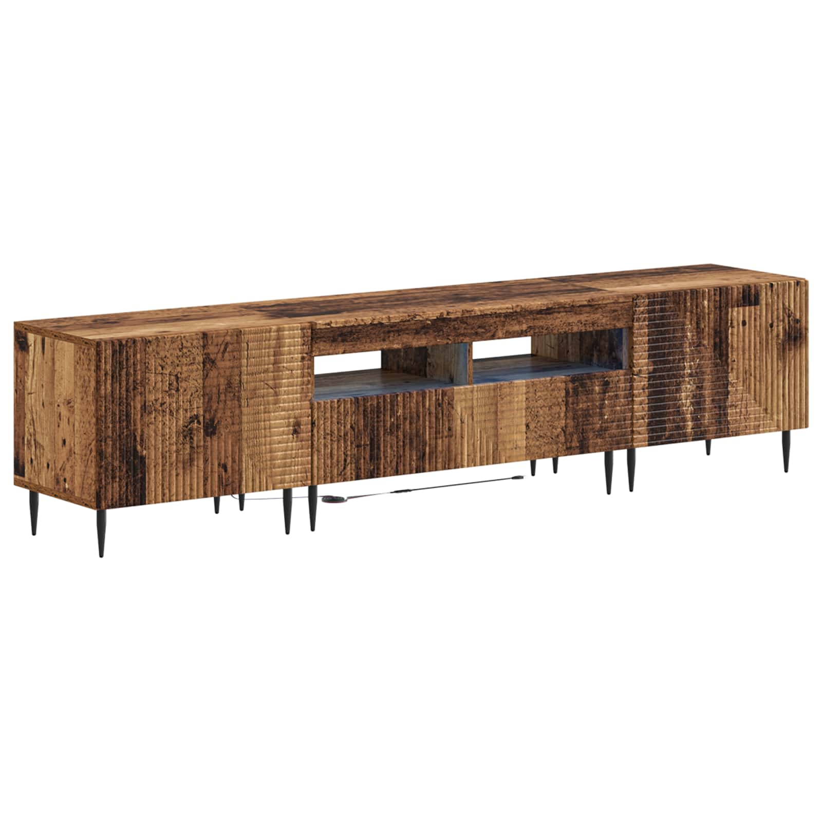 Ensemble de 3 Meubles TV LED Bois ancien Bois d'ingénierie