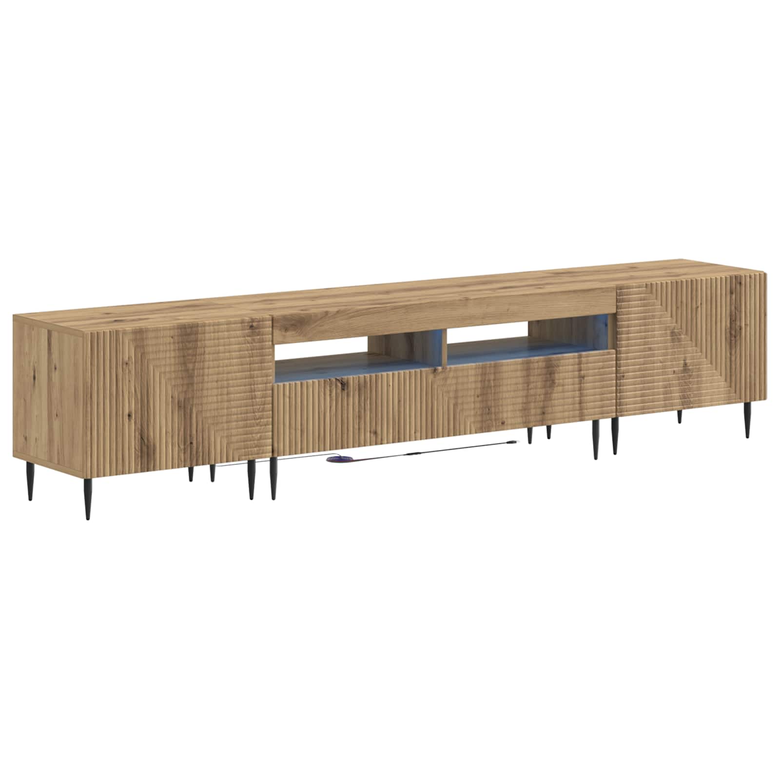 Ensemble de 3 Meubles TV LED Chêne artisanal Bois d'ingénierie