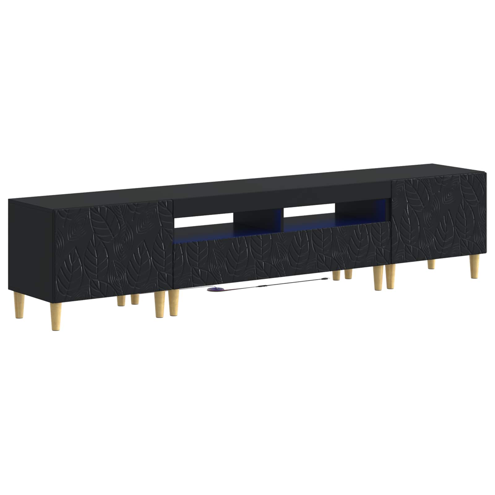 Meuble TV LED 5 pièces Noir Bois d'ingénierie