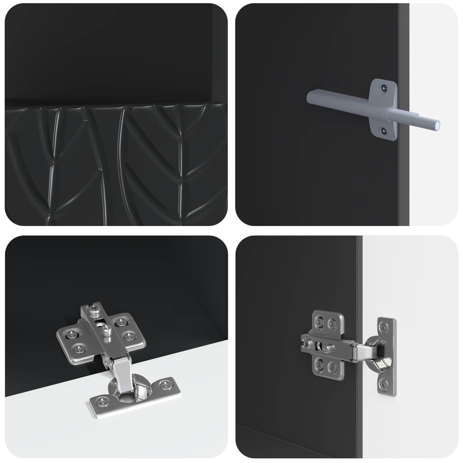 Meuble TV LED 5 pièces Noir Bois d'ingénierie