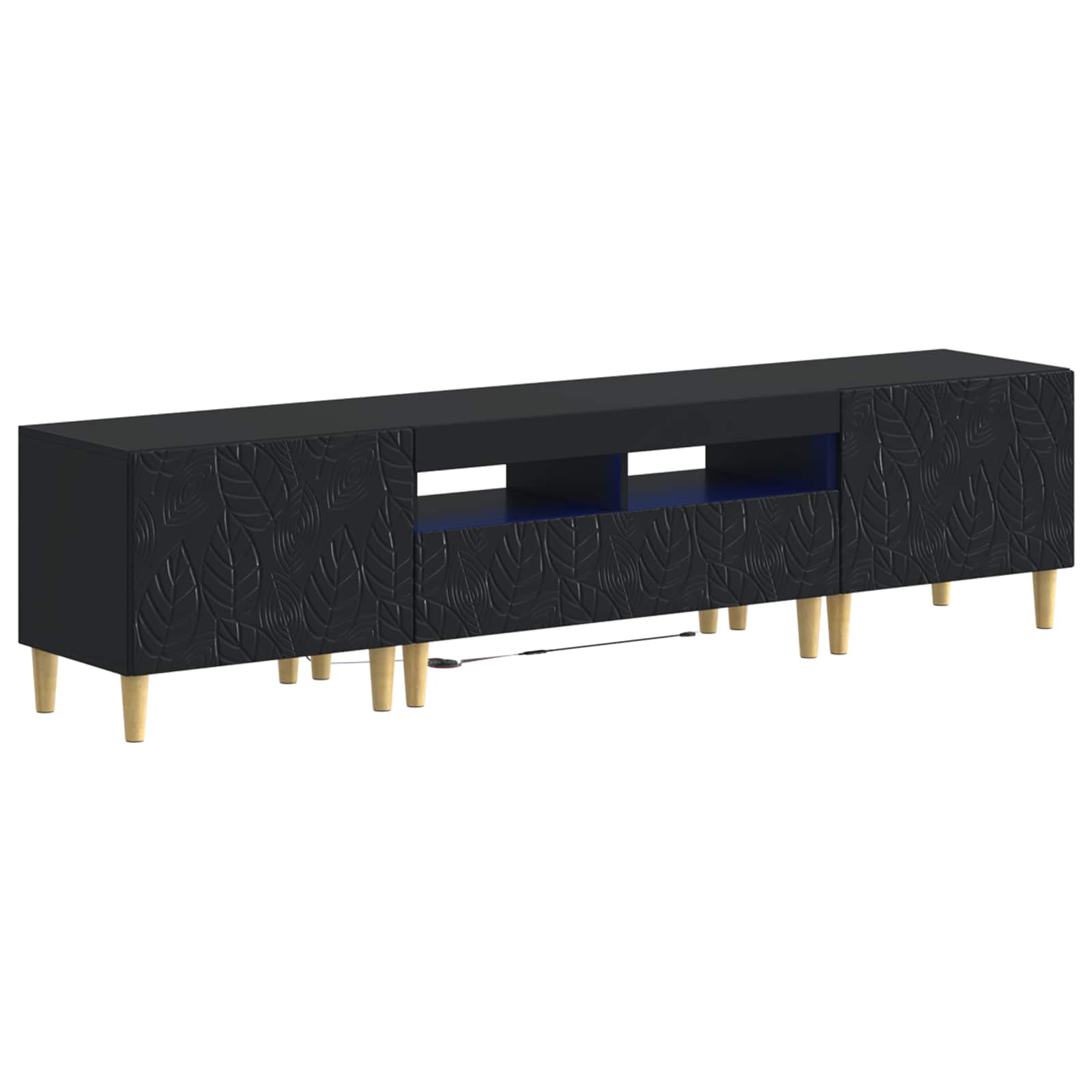 Meuble TV LED 5 pièces Noir Bois d'ingénierie