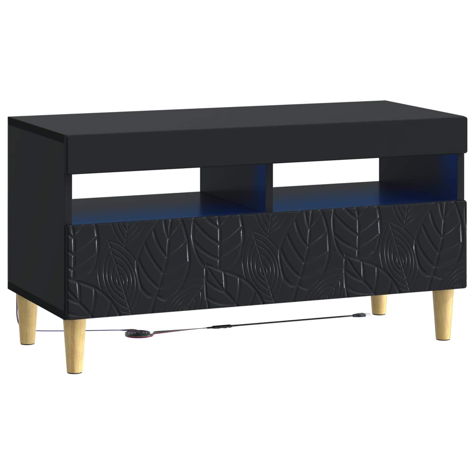 Meuble TV LED 5 pièces Noir Bois d'ingénierie