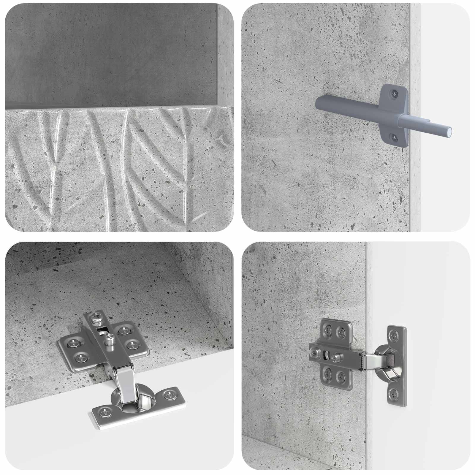 Meuble TV LED 5 pièces Gris béton Bois d'ingénierie
