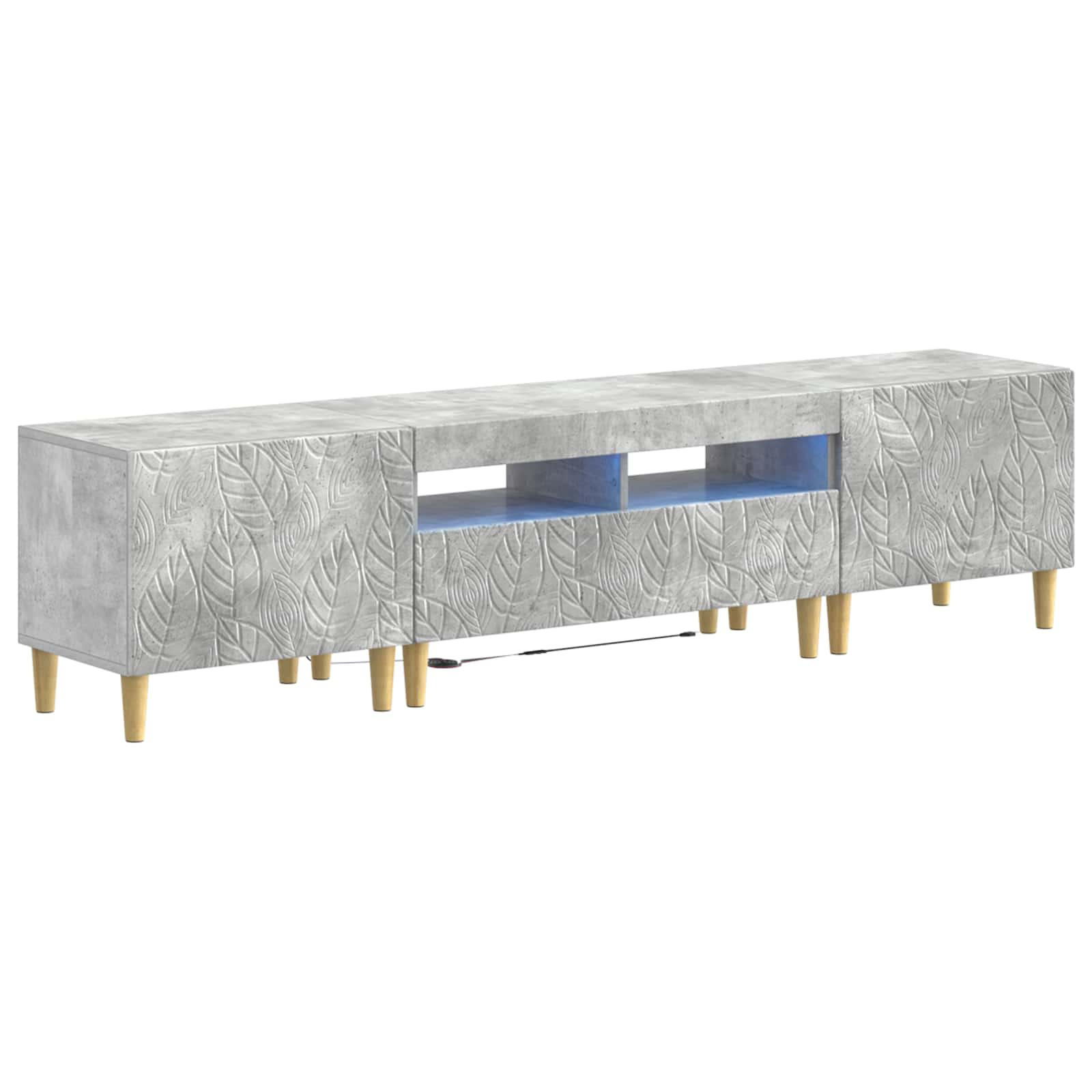 Meuble TV LED 5 pièces Gris béton Bois d'ingénierie