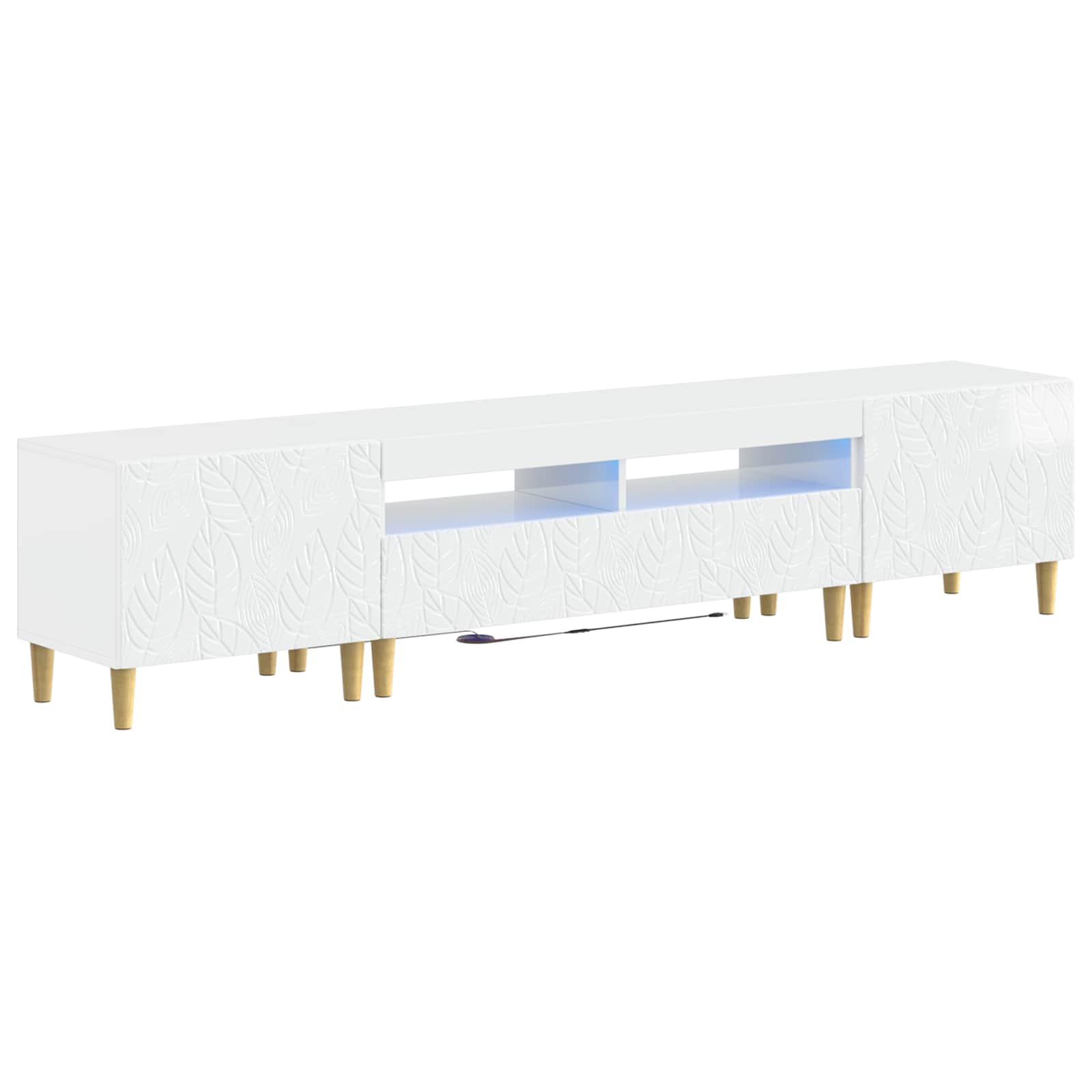 Meuble TV LED 5 pièces Blanc brillant Bois d'ingénierie